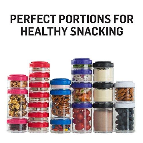 BlenderBottle BlenderBottle GoStak Food Storage Containers for Protein Powder, Healthy Snacks, and Portion Control, 100cc 3-Pak, Black
