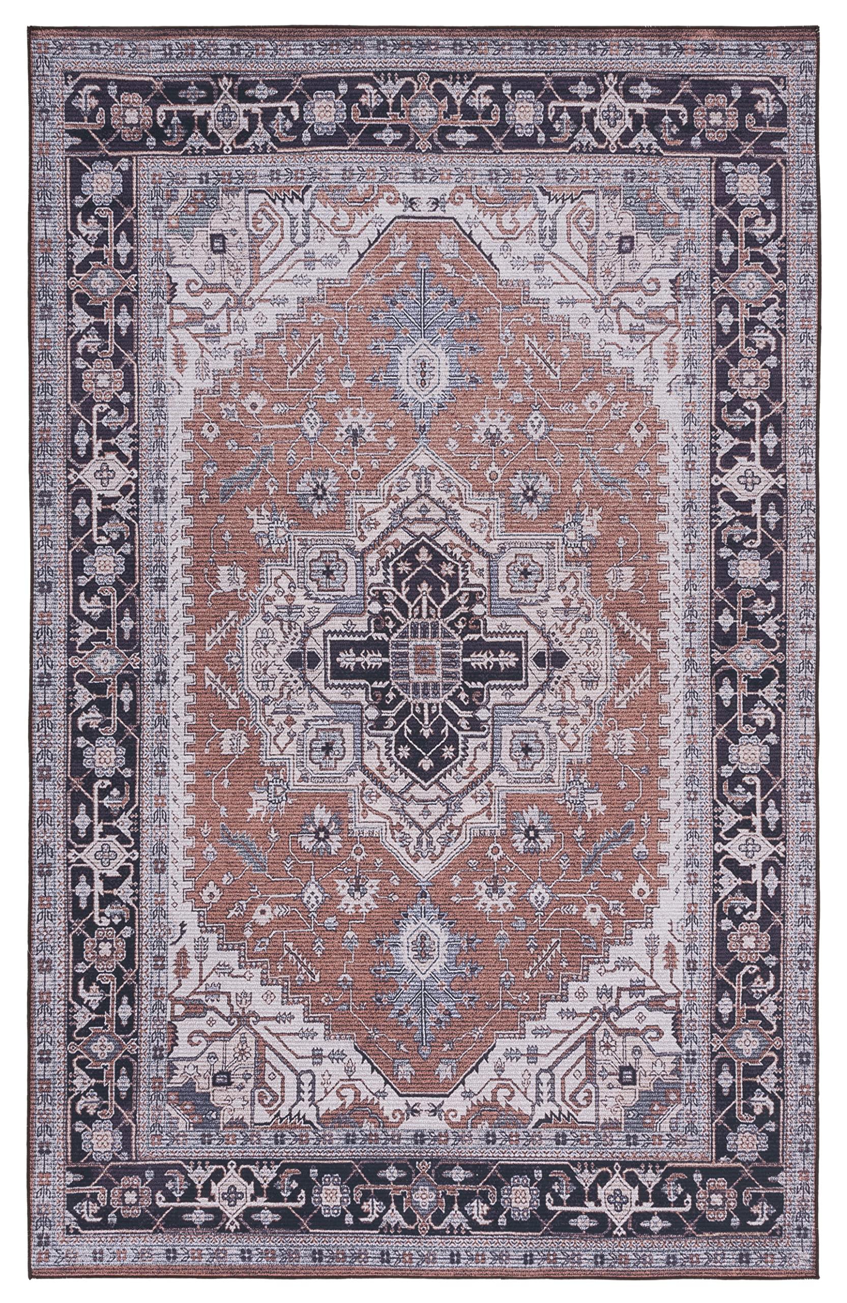 Safavieh SAFAVIEH Tucson Collection Area Rug - 6' x 9', Rust & Navy, Persian Medallion Design, Non-Shedding Machine Washable & Slip Resistant Ideal for High Traffic Areas in Living Room, Bedroom (TSN128P)