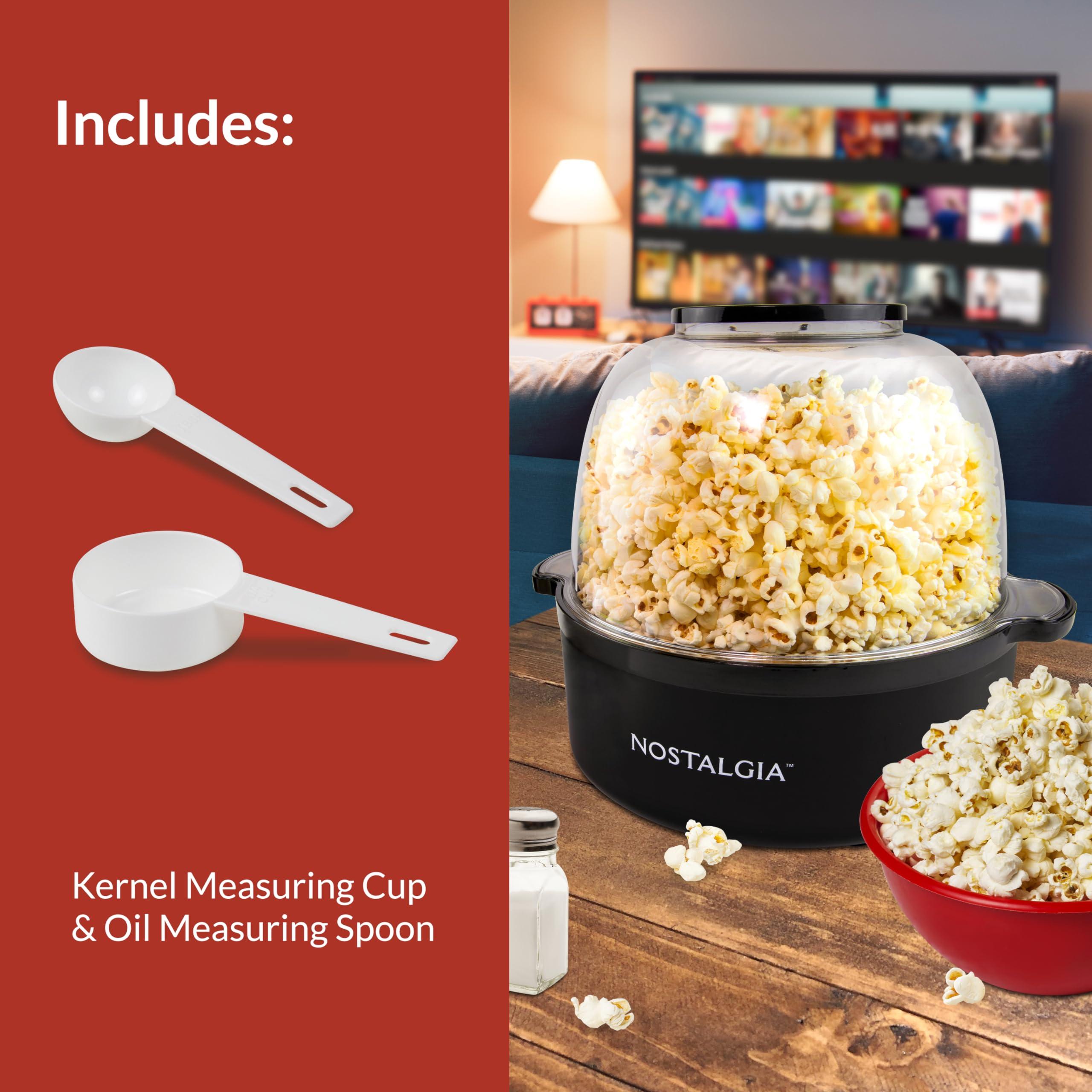 Nostalgia Nostalgia 6-Quart Stirring Popcorn Popper - Quick-Heat Technology - Makes 24 Cups of Popcorn - Includes Kernel Measuring Cup - Perfect for Birthday Parties, Movie Nights, and More - Black Original