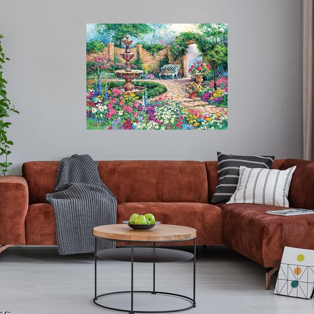 Fine Art Canvas Fine Art Canvas Tranquil Garden Canvas Wall Decor by Artist Barbara Mock for Living Room, Bedroom, Bathroom, Kitchen, Office, Bar, Dining & Guest Room - Ready to Hang - 43 in x 32 in