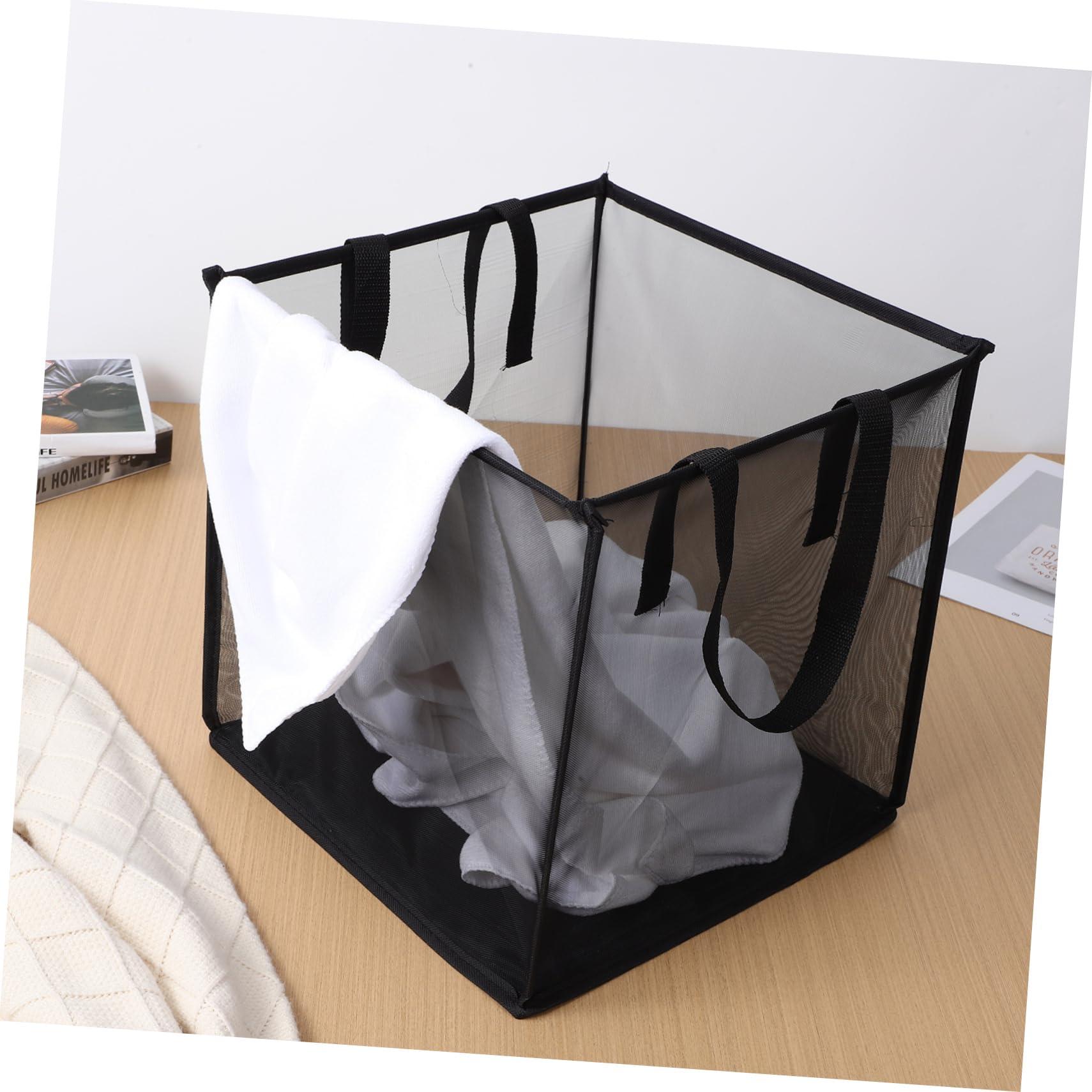 ABOOFAN ABOOFAN 2pcs Laundry Basket Double Layer Black Mesh Hamper Clothes Mesh Basket Sundries Basket Pop-up Hamper Storage for Bedroom Laundry Hamper Foldable Laundry Basket Polyester