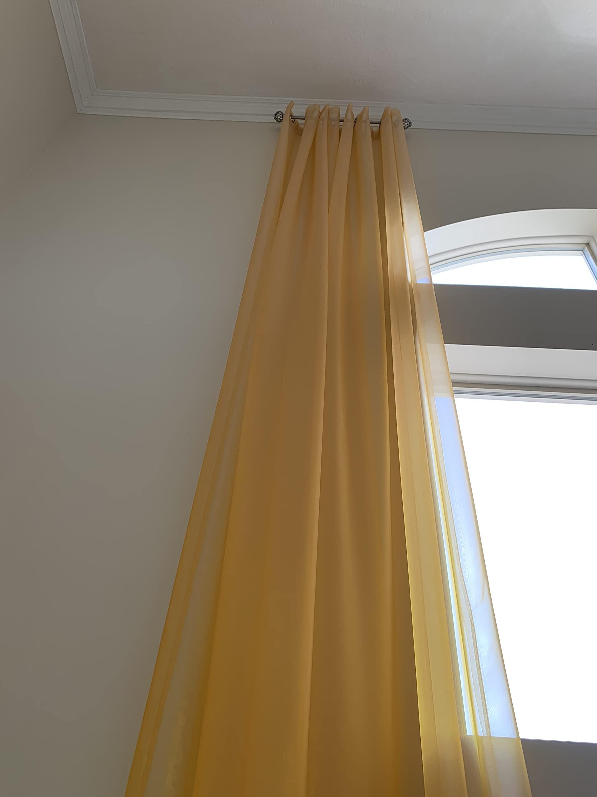 Ikiriska Ikiriska Sheer Polyester Extra Long Curtains 8-24 ft Grommet top (Gold Organza, 100Wx180L)