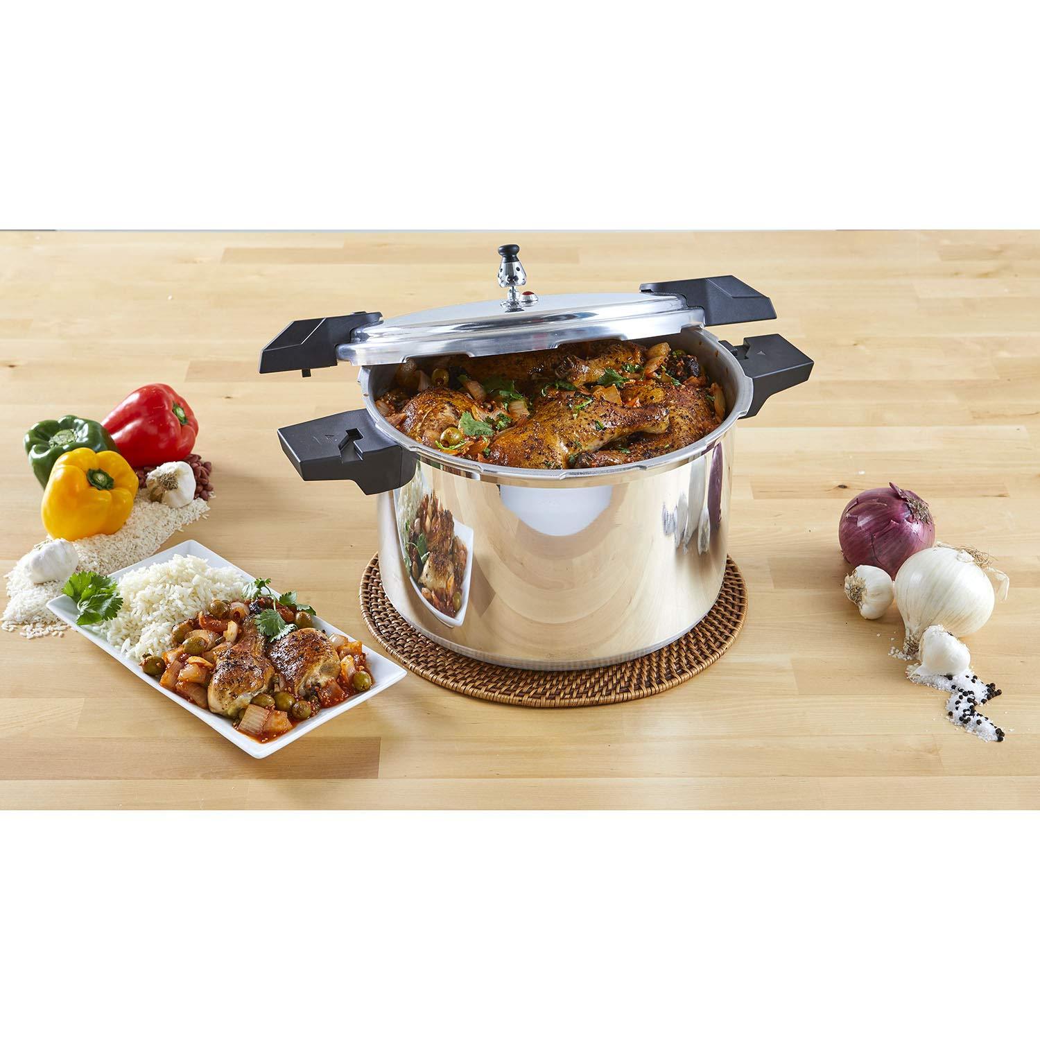 Imusa IMUSA USA A417-80808 22Qt Jumbo Stovetop Pressure Cooker with Regulator and Side Handles, Silver