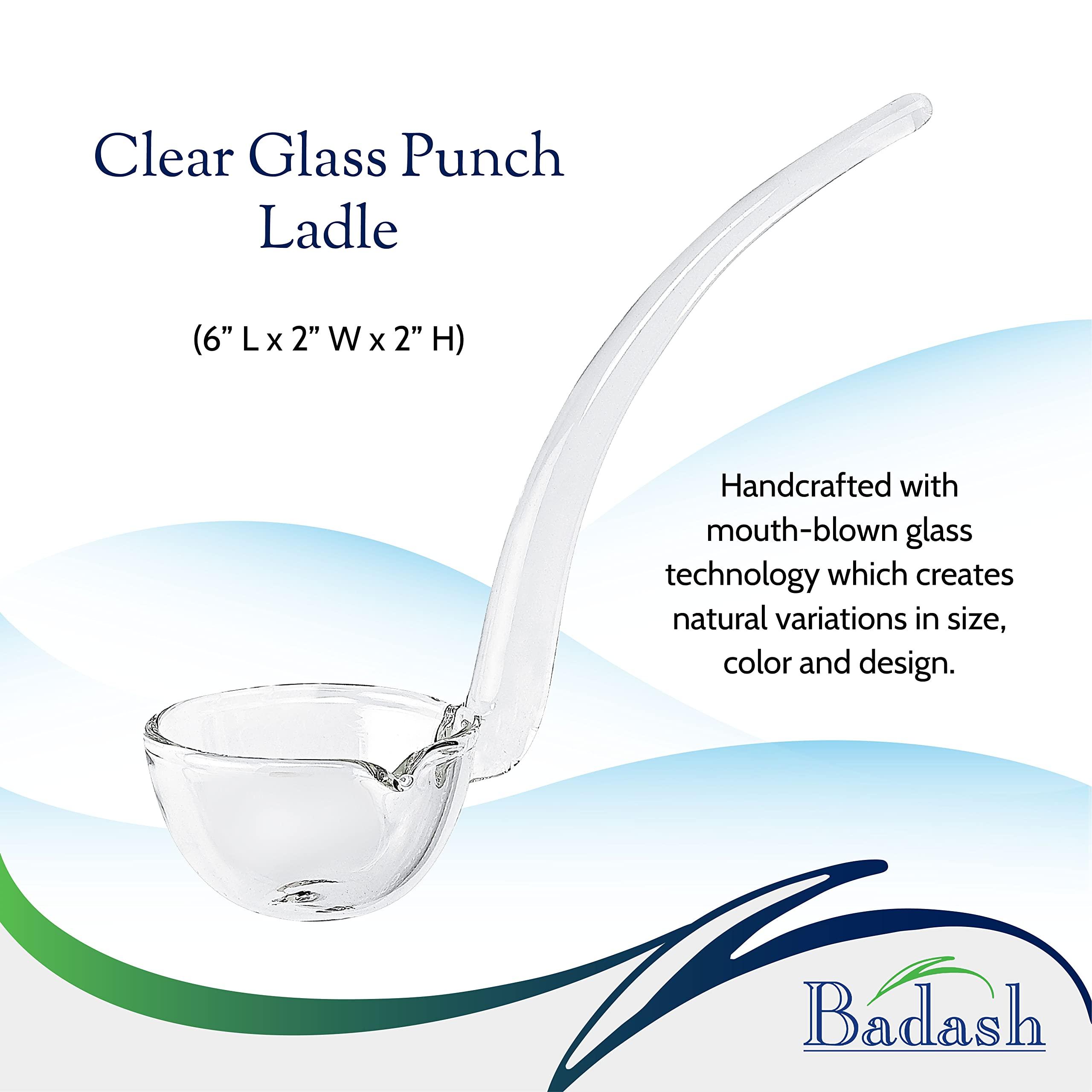 Badash Badash 6\" Small Glass Gravy Ladle, Artisan Heritage Quality Mouth-Blown Lead-Free Crystal, Elegant Small Spoon-Sized Serving Clear Utensil perfect For Sauce & Salad Dressing, Presentation Packaging
