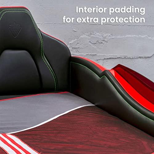 Cilek Cilek GTS EV Twin Race Car Bed, Remote Control, LED Lights, EV Sound FX, Vegan Leather Interior, License Plate, Red