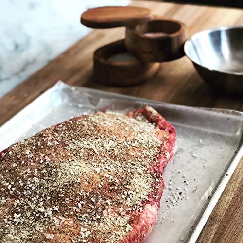 Ironwood Gourmet Ironwood Gourmet Fort Worth Steak Plate with Juice Channel, Acacia Wood 13 x 11 x 0.75 -inches & 28221 Appalachian Salt Cellar, Acacia Wood