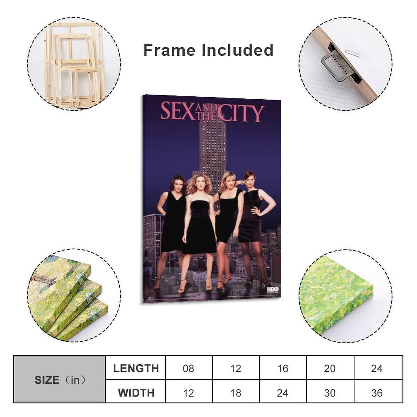 BEBUSH Sex and The City Movie Posters (3) Wall Art Paintings Canvas Wall Decor Home Decor Living Room Decor Aesthetic 24x36inch(60x90cm) Frame-Style