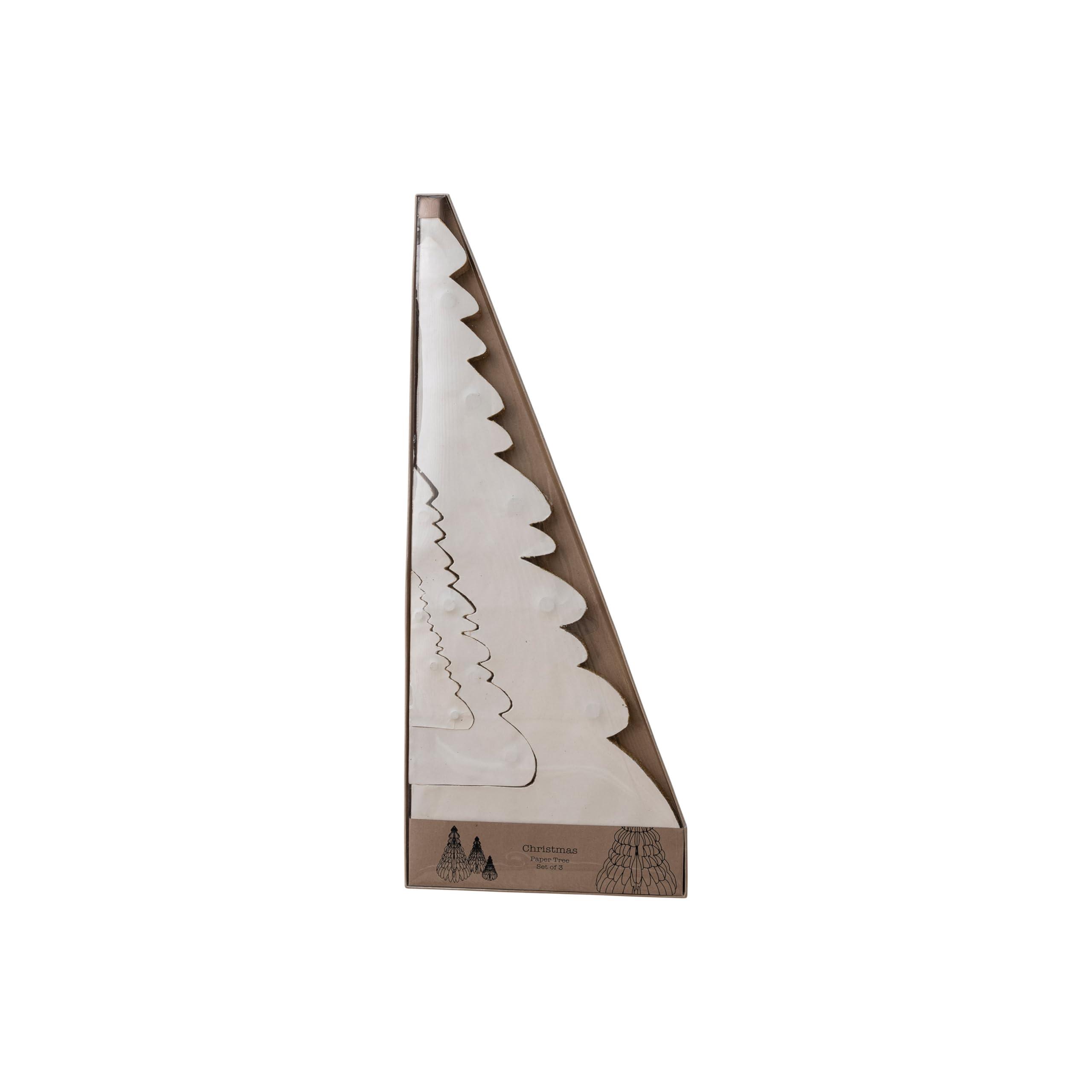 Creative Co-Op Creative Co-Op Round Paper Folding Honeycomb Trees with Gold Glitter, Cream, Set of 3