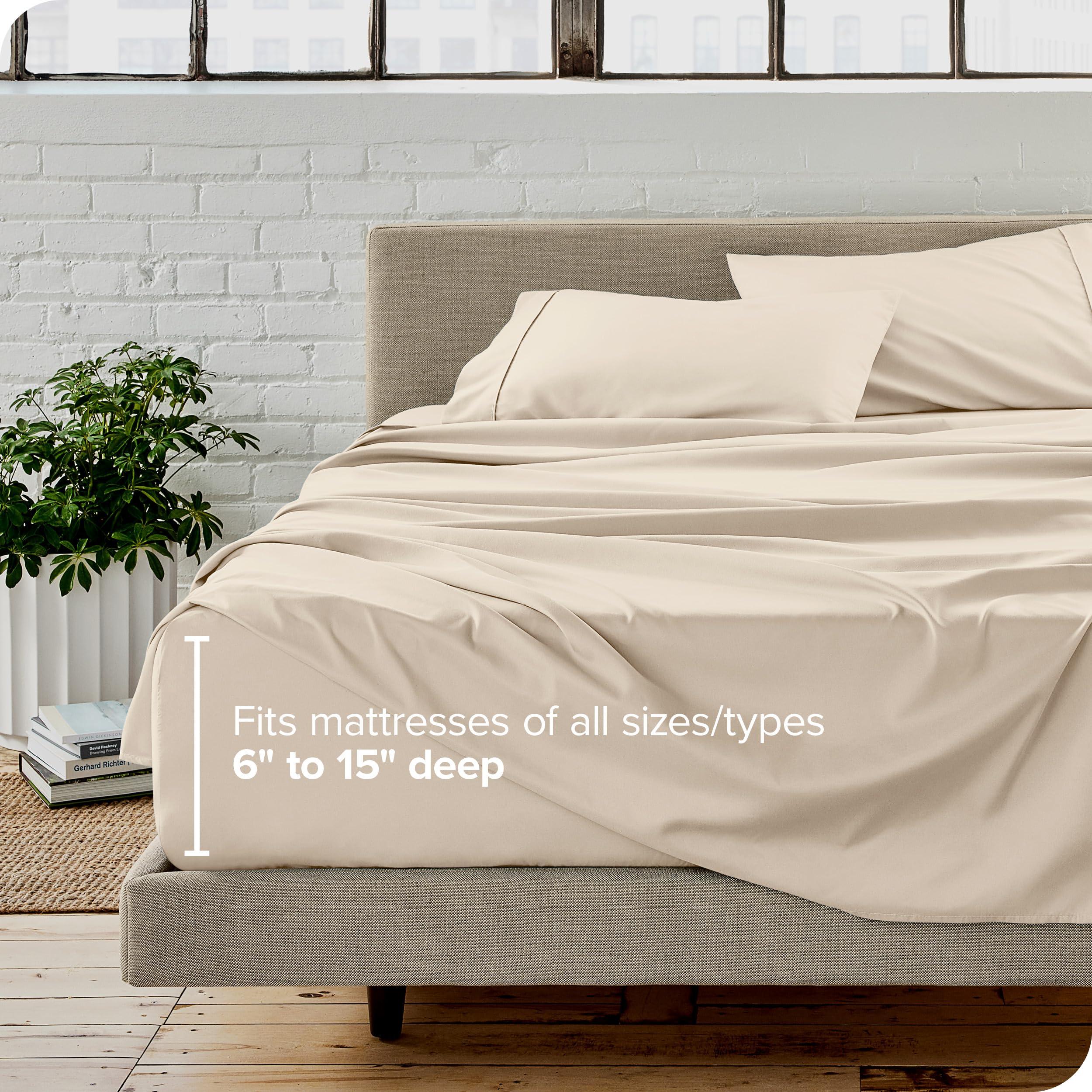 Bare Home Bare Home Split California King Sheet Set - 1800 Ultra-Soft Microfiber Split California King Bed Sheets - Double Brushed - Deep Pockets - Easy Fit - 5 Piece Set - Bed Sheets (Split Cal King, Sand)