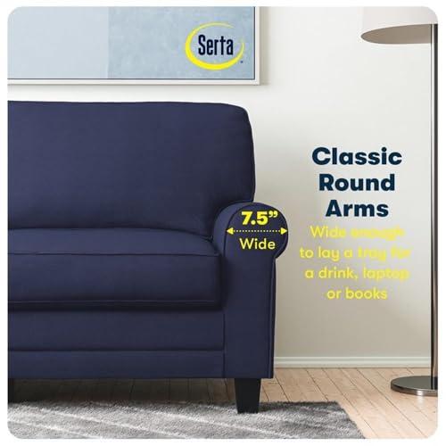 Pemberly Row Pemberly Row 73" Rolled Arm Sofa with Removable Covers Navy Blue