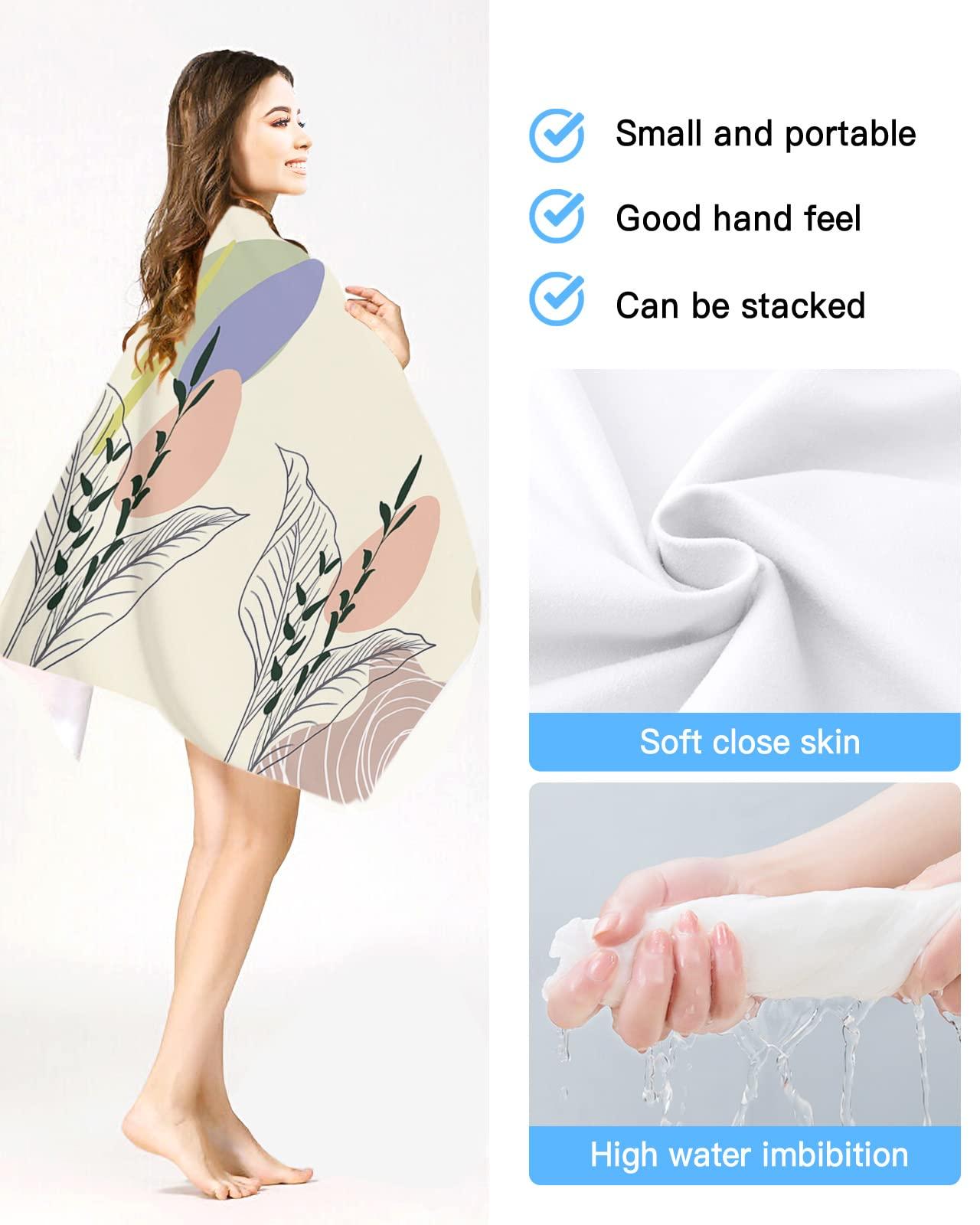 Chees D Zone Beach Towel Beach Blanket,Morandi Plant Painting Boho Style Beach Towels Quick Dry Sand Proof Oversized Towel,Abstract Modern Art Bath Towel Microfiber Travel Towels for Beach/Pool 35x71in