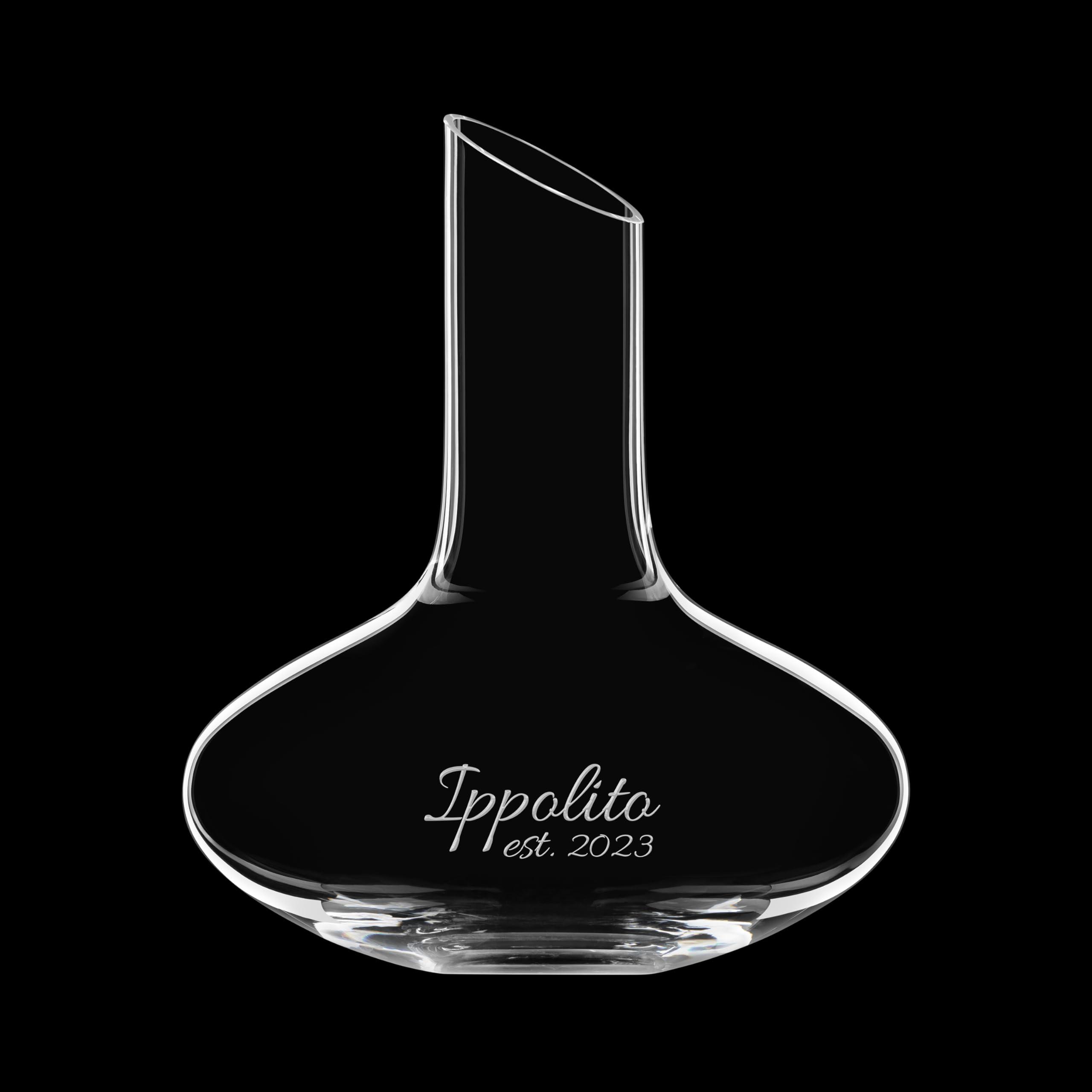 Orrefors Orrefors Enjoy More Wine Personalized Decanter Set, Includes Custom Engraved 33.8oz Crystal Wine Decanter with Four 13oz Crystal Stemless Wine Glasses, Personalized Wedding Gifts for Wine Lovers