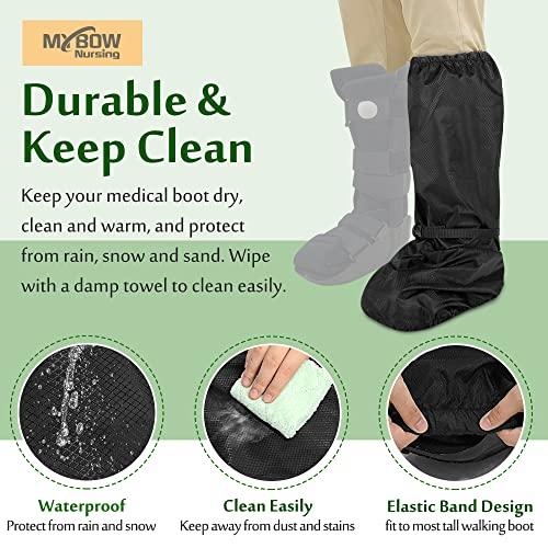 Mybow Walking Boot Cover for Broken Foot Injuries Medical Tall Walking Boot Cover Orthopedic Recovery Cast Cover Outdoor Rain Snow Winter Surgical Fracture Cast Cover Waterproof Protector for Women Men