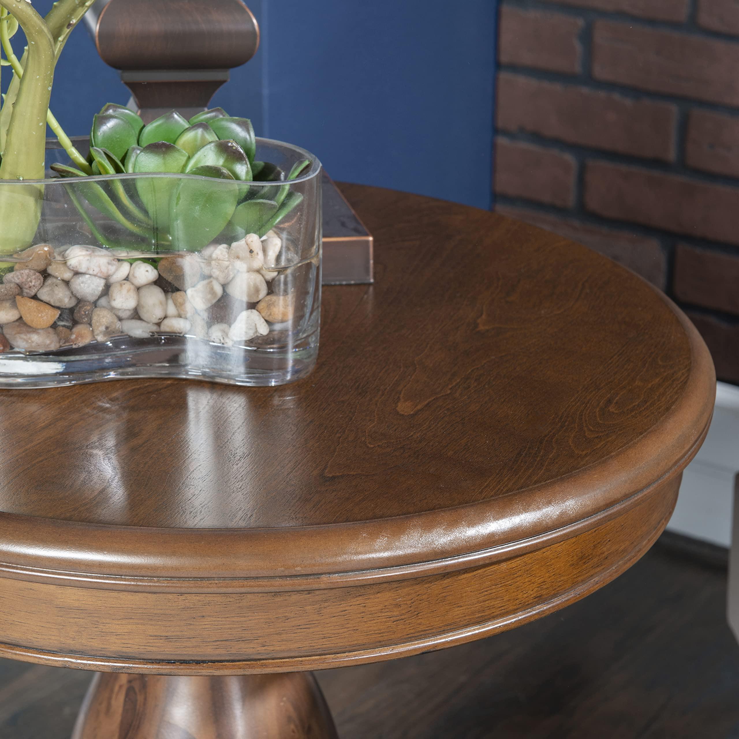 Powell Powell Hazelnut Round Top Finley Pedestal Accent Side Table