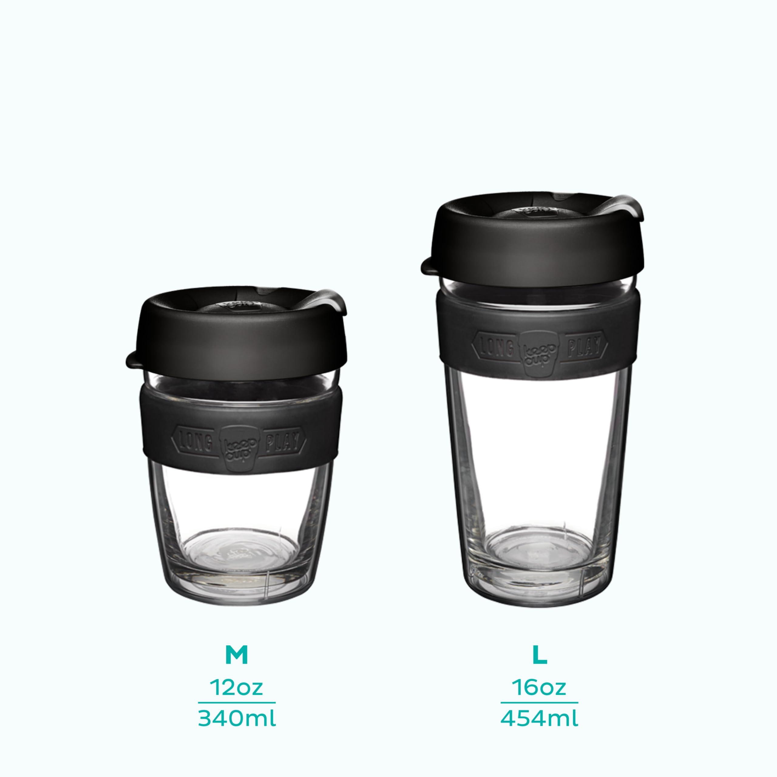 KeepCup KeepCup Longplay - Reusable Coffee Cup, Double Wall Glass with Removable Sleeve and splashproof Sipper lid - 12oz/340ml - Roseate