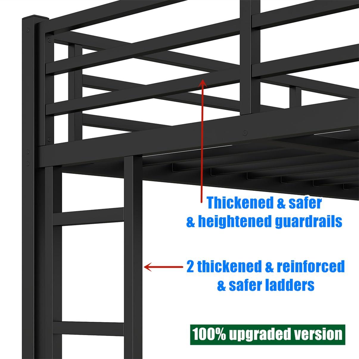 TSAMPA TSAMPA Latest Upgraded & Stronger Metal Queen Over Queen Bunk Bed, Heavy Duty Thickened More Stable Bunkbed Bunk Queen Bed with Reinforced Slats & Ladders (Easier to Assemble) (Queen Over Queen)