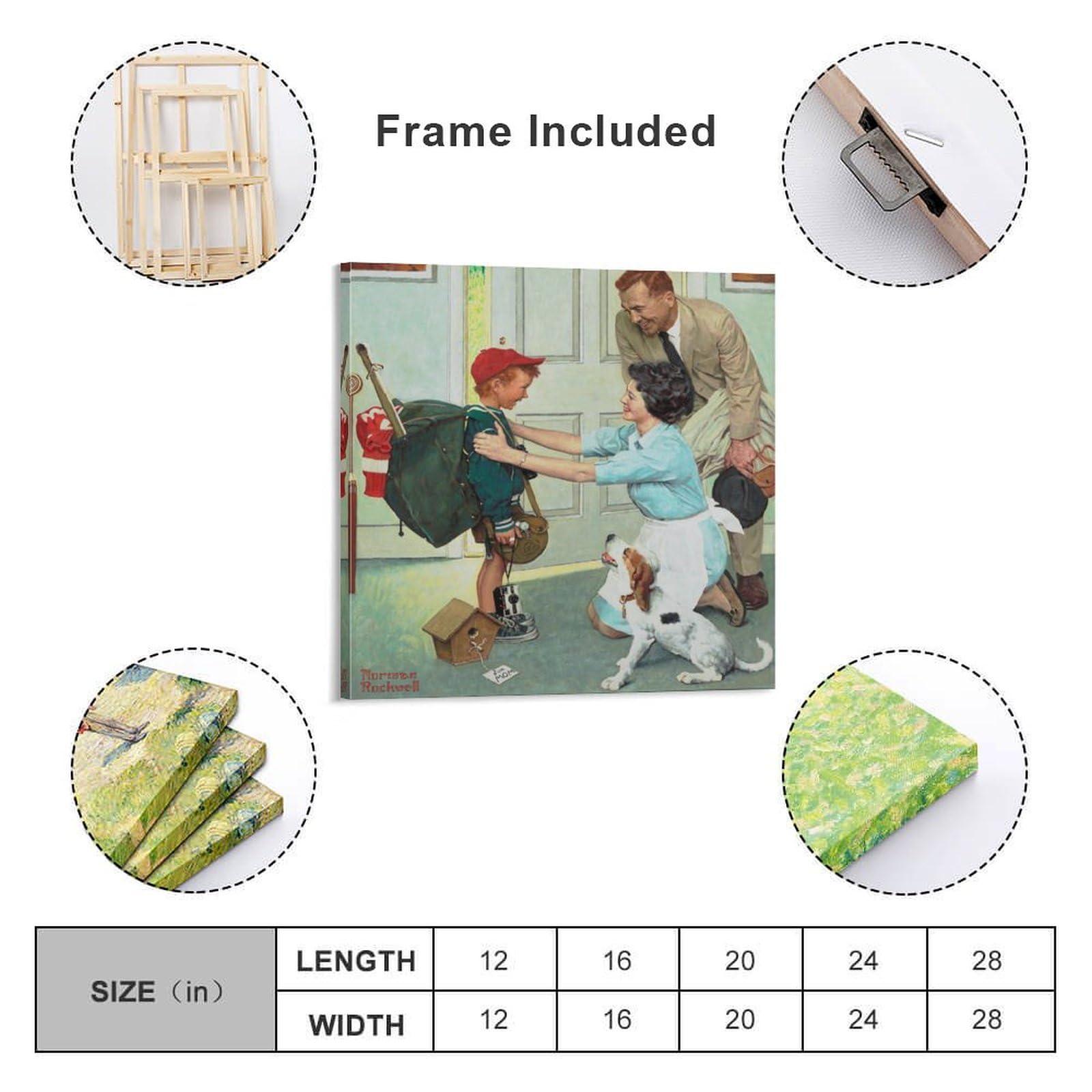 JIANPIN JIANPIN Norman Rockwell Home From Camp Canvas Printing Famous Paintings, Wall Art Posters, Decorativ Poster Decorative Painting Canvas Wall Art Living Room Posters Bedroom Painting 28x28inch(70x70cm)