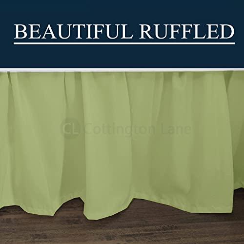 Cottington Lane Daybed Skirt with Split Corners Twin - Daybed Dust Ruffle Split Corners 18 inch Drop - Bed Skirts for Day beds - Microfiber Bed Sofa Daybed Skirt for Living Room Guest Room - Sage Daybed Skirt