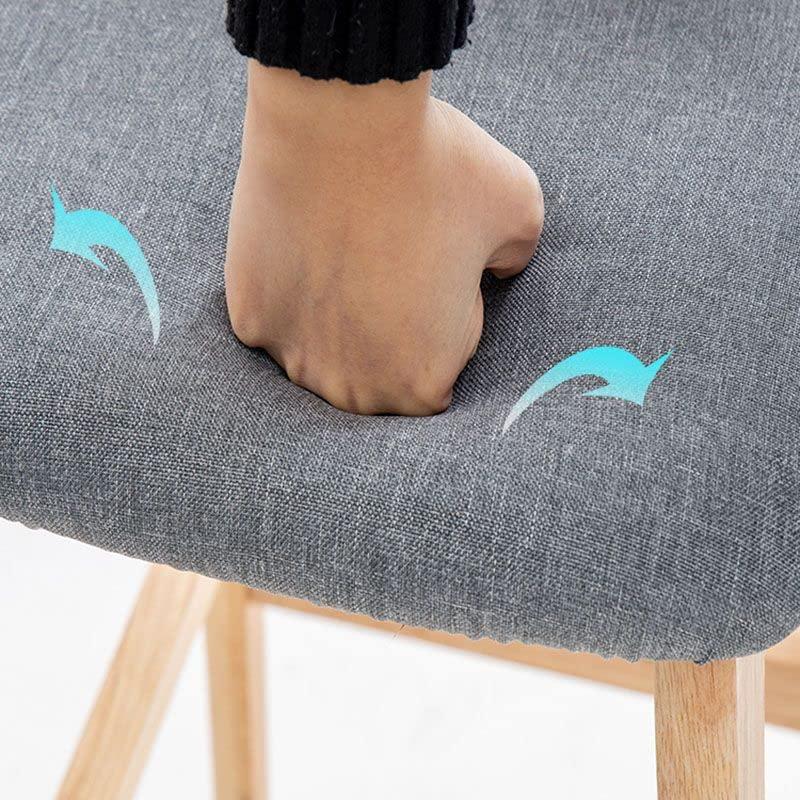 KWOKING KWOKING Scandinavian Wood Upholstered Counter Stools Bar Stools with Footrest Bar Stool Natural Solid Wood High Stool Shop Front Desk Bar Stool Nordic Low Back Bar Chair White 1 Piece