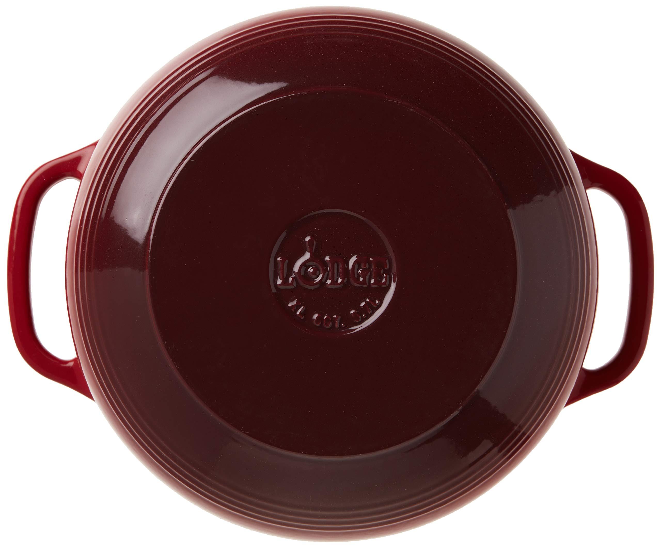 Lodge Lodge 6 Quart Enameled Cast Iron Dutch Oven with Lid Dual Handles Oven Safe up to 500 F or on Stovetop - Use to Marinate, Cook, Bake, Refrigerate and Serve Island Spice Red