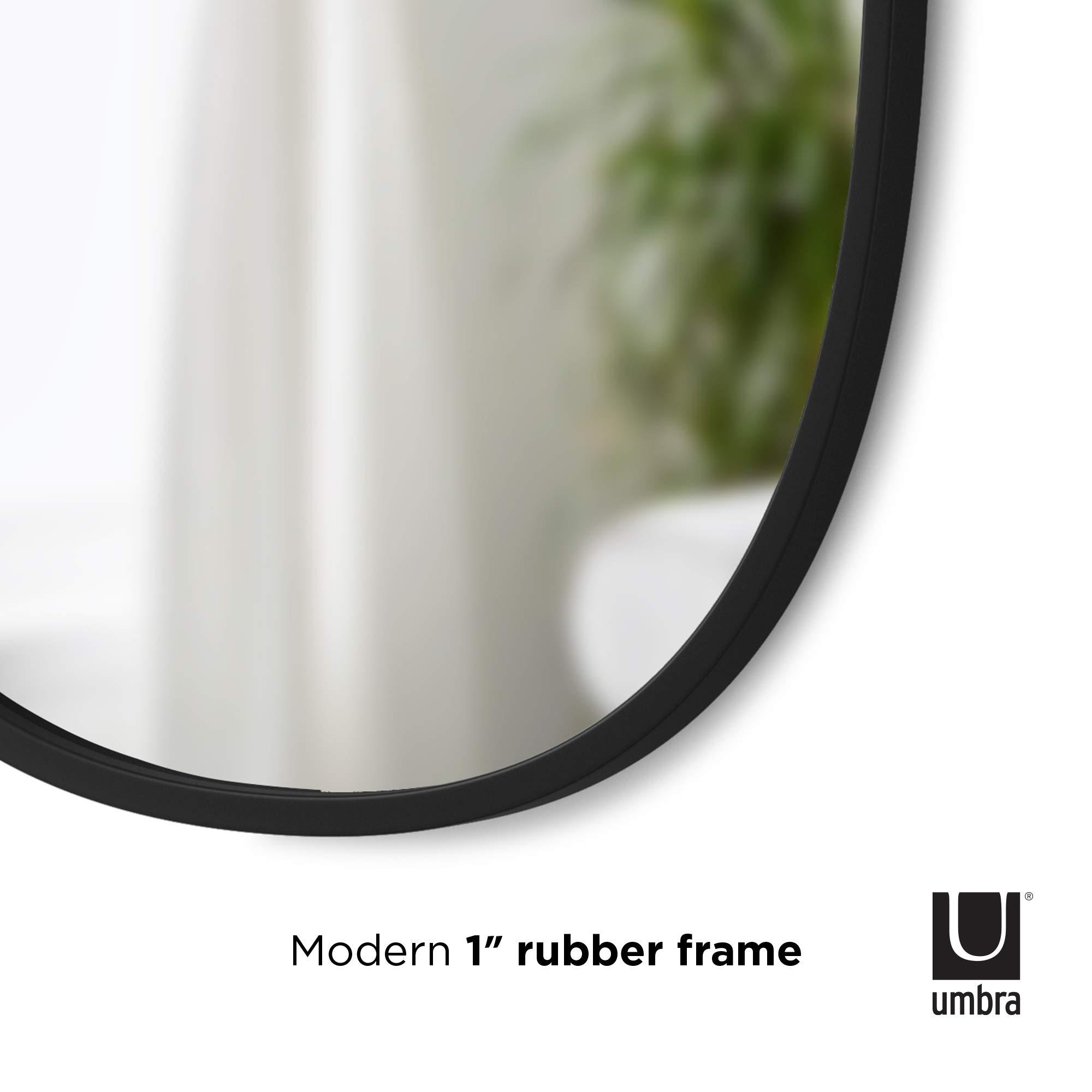 Umbra Umbra Hub Oval Wall Mirror with Rubber Frame, Modern Style for Bathroom, Entryway, Living Room and More, 18 x 24-Inch, Black