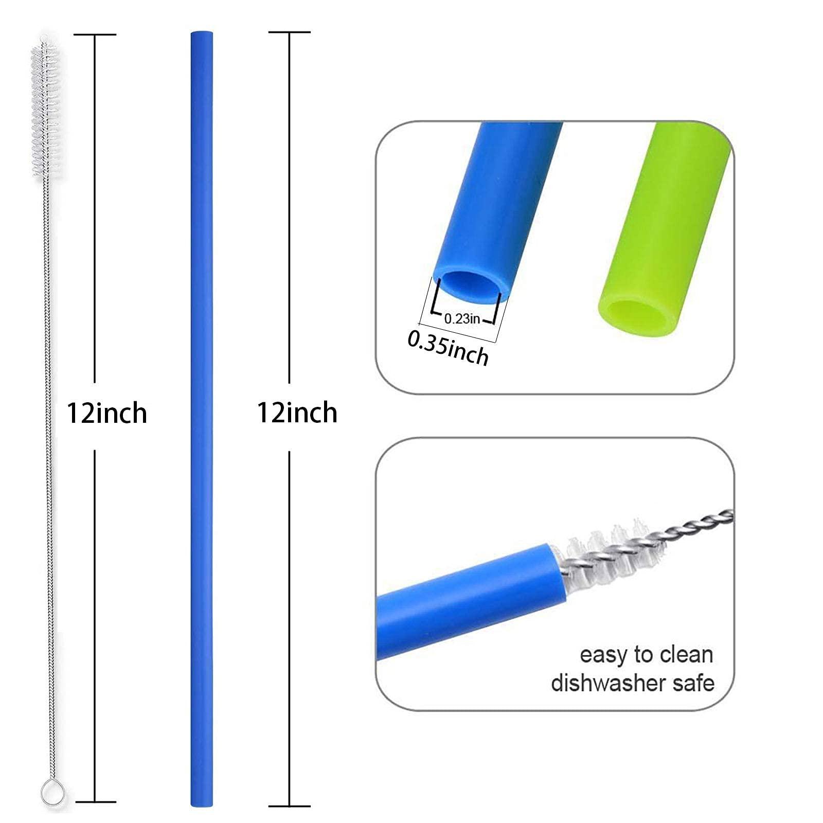 Tegion Tegion 12 Inch Extra Long Reusable Silicone Straight Straws for Extra Tall Tumbler 40 OZ Hydro Flask,32 OZ Blender Bottle Nutribullet, Nutri Ninja Cups