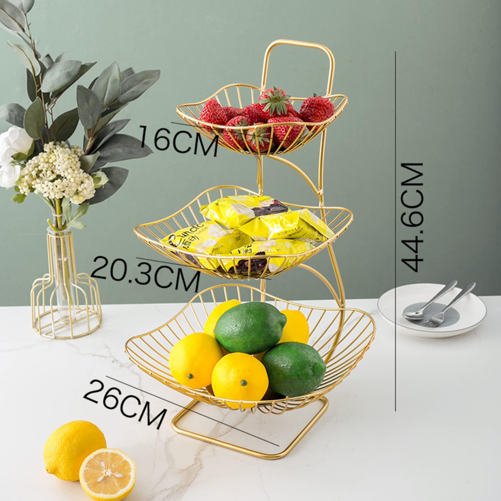 Darley -Tier Fruit Tree Bowl Metal Fruit Dish Basket Sturdy Fruit Basket Stand Vintage Fruit Basket Creative Fruit Basket Rack Stand Home Decoration For Modern Kitchen Countertop Home-I H45xw26cm