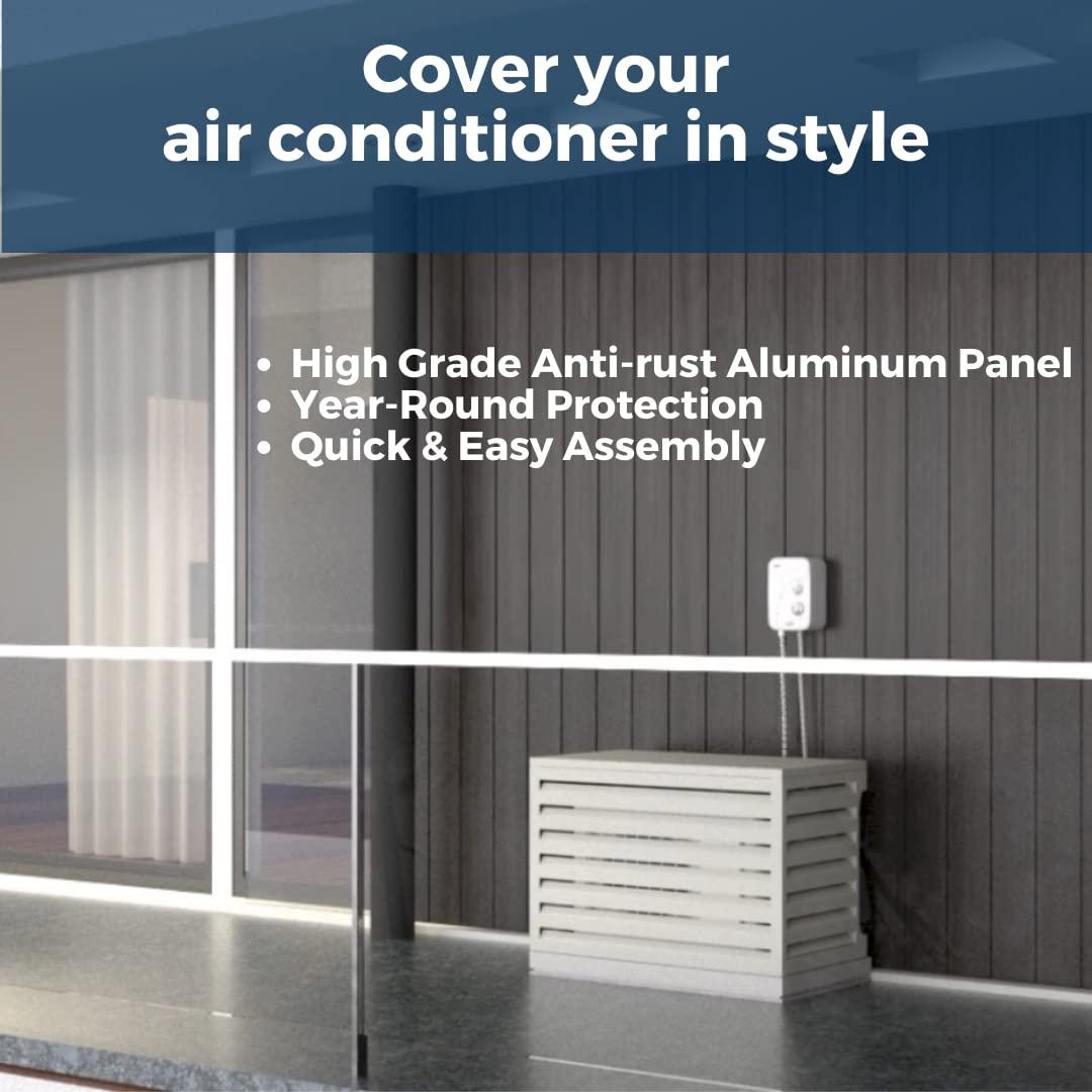 airdeko Airdeko's Mini Split AC Cover for Outside Units Sturdy Aluminum, Optimal Performance & Protection of Mini Split System Outdoor Condenser Compatible with Airdeko's Anti-Theft System (White, Small)