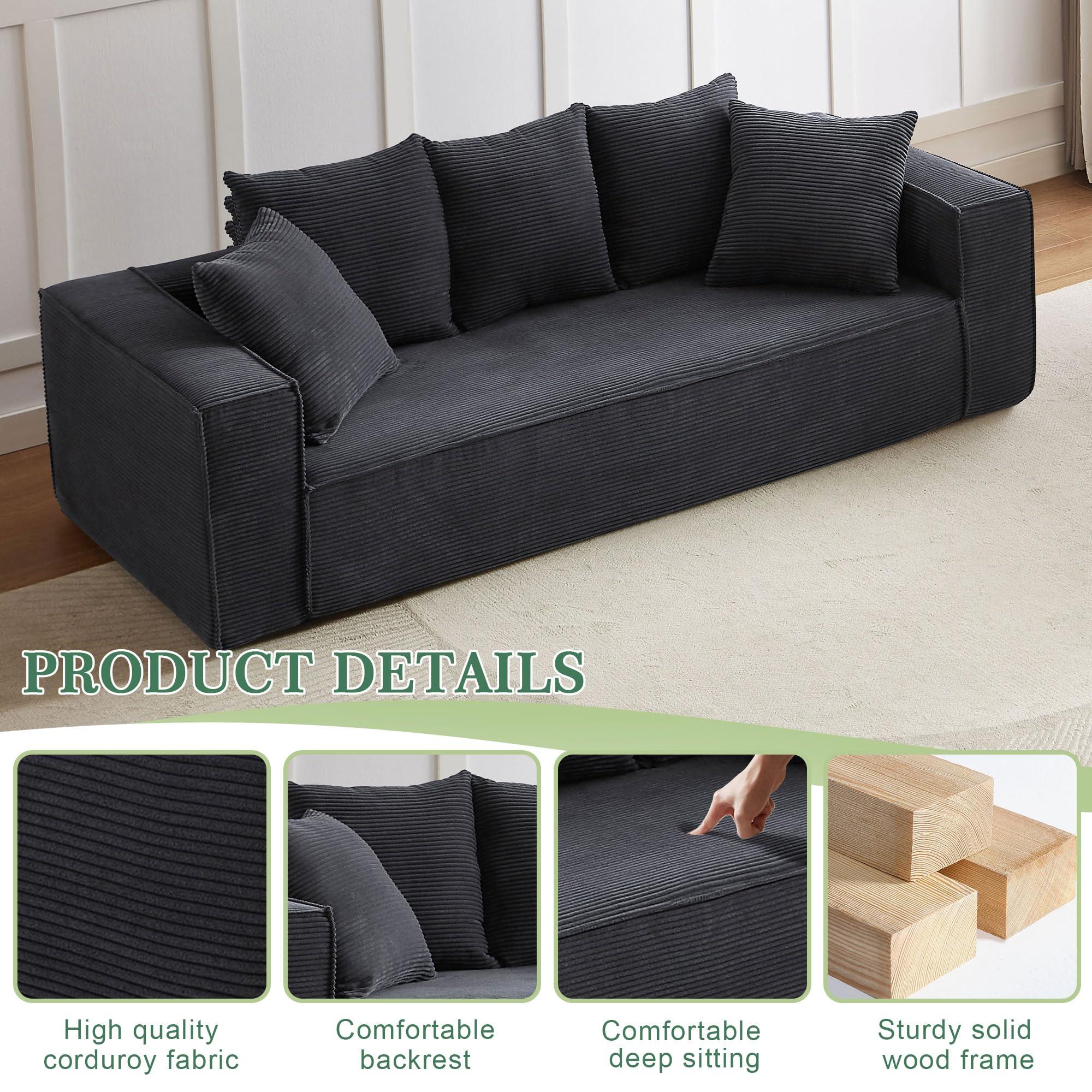 LIFEISLE LIFEISLE Modern Corduroy Sofa for Living Room Lounge Sofa Comfy Couch with 5 Matching Pillows Lazy 3 Seater Sofa for Home Apartment