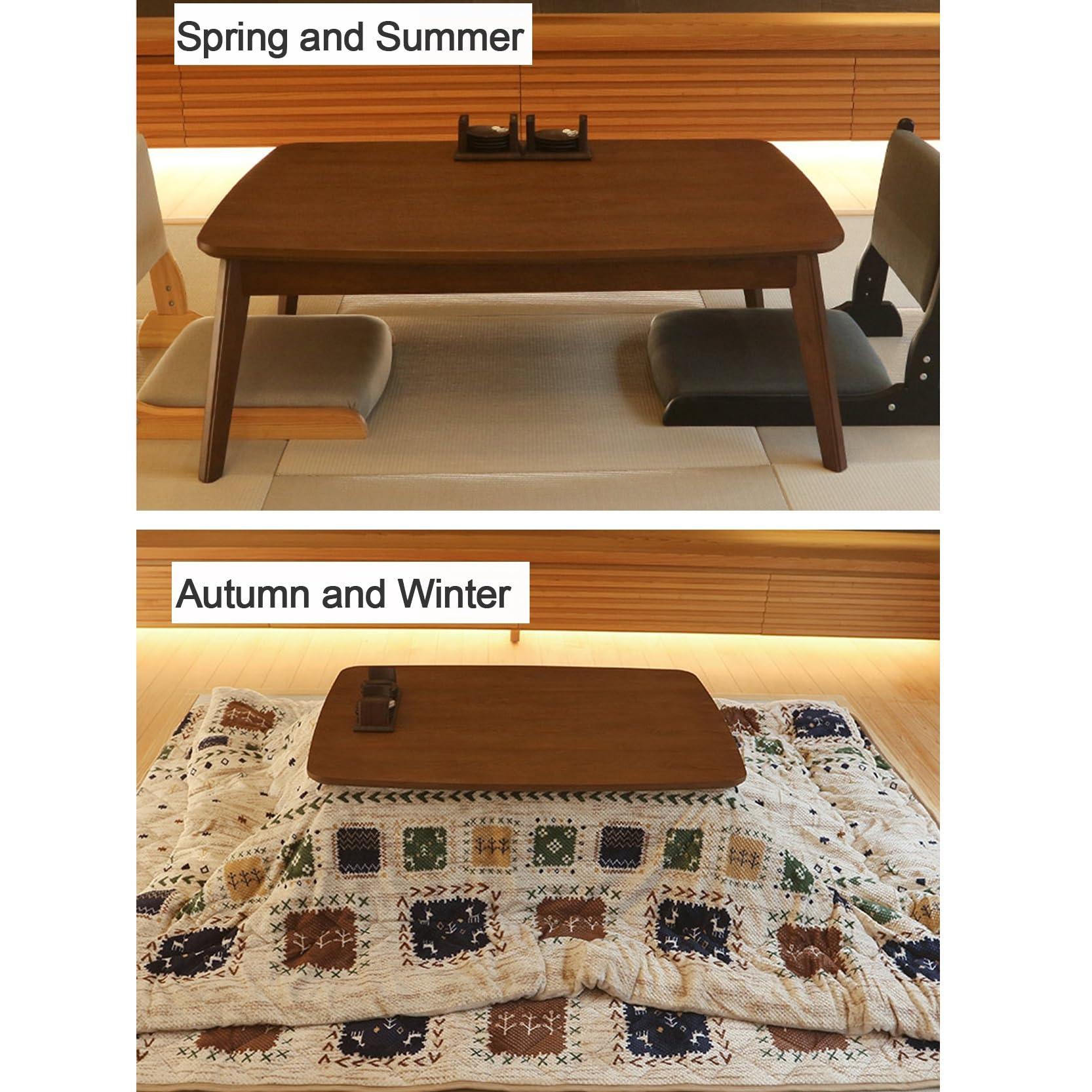 Yclty Kotatsu Heated Table, with Electric Heater, Japanese Furniture Low Table, Wood Coffee Small Side Tables, Low Table for Sitting on the Floor,Tatami Table Work Desk, four Seasons,Easy to Assemble ( Colo