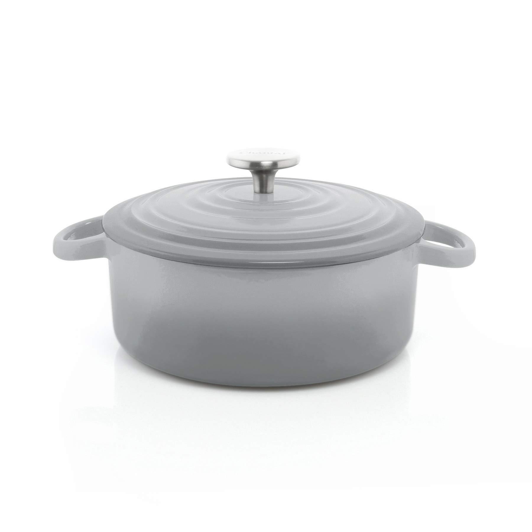 Chantal Chantal Cast Iron Dutch Oven, 3 qt, US Formulated Premium Enamel, Fade Grey