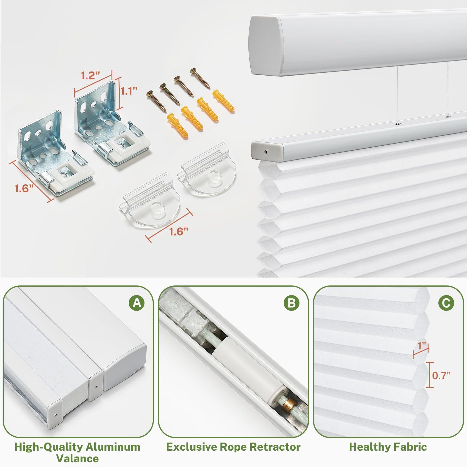 MiLin MiLin Top Down Bottom Up Cellular Blinds for Windows Cordless Cellular Shades Honeycomb Design Blinds & Shades Room Darkening Shades for Home, Bathroom, Office (Light Filtering - Gray, 88" W x 60" H)