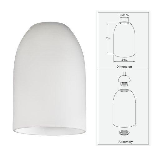 Design Classics White Dome Glass Shade - Lipless with 1-5/8-Inch Fitter Opening