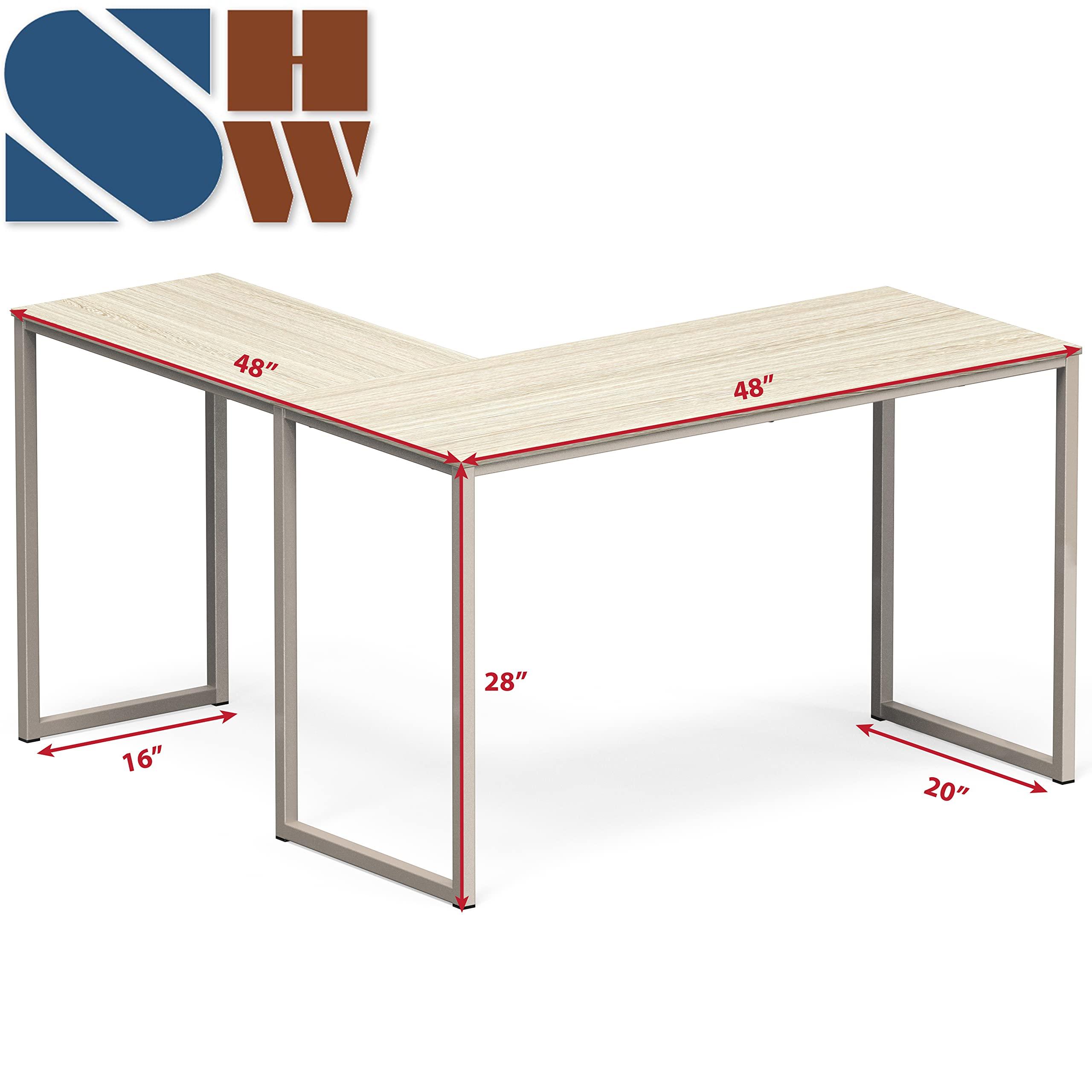 SHW SHW Mission 48 x 48 Inches L-Shape Home Office Computer Desk, Maple