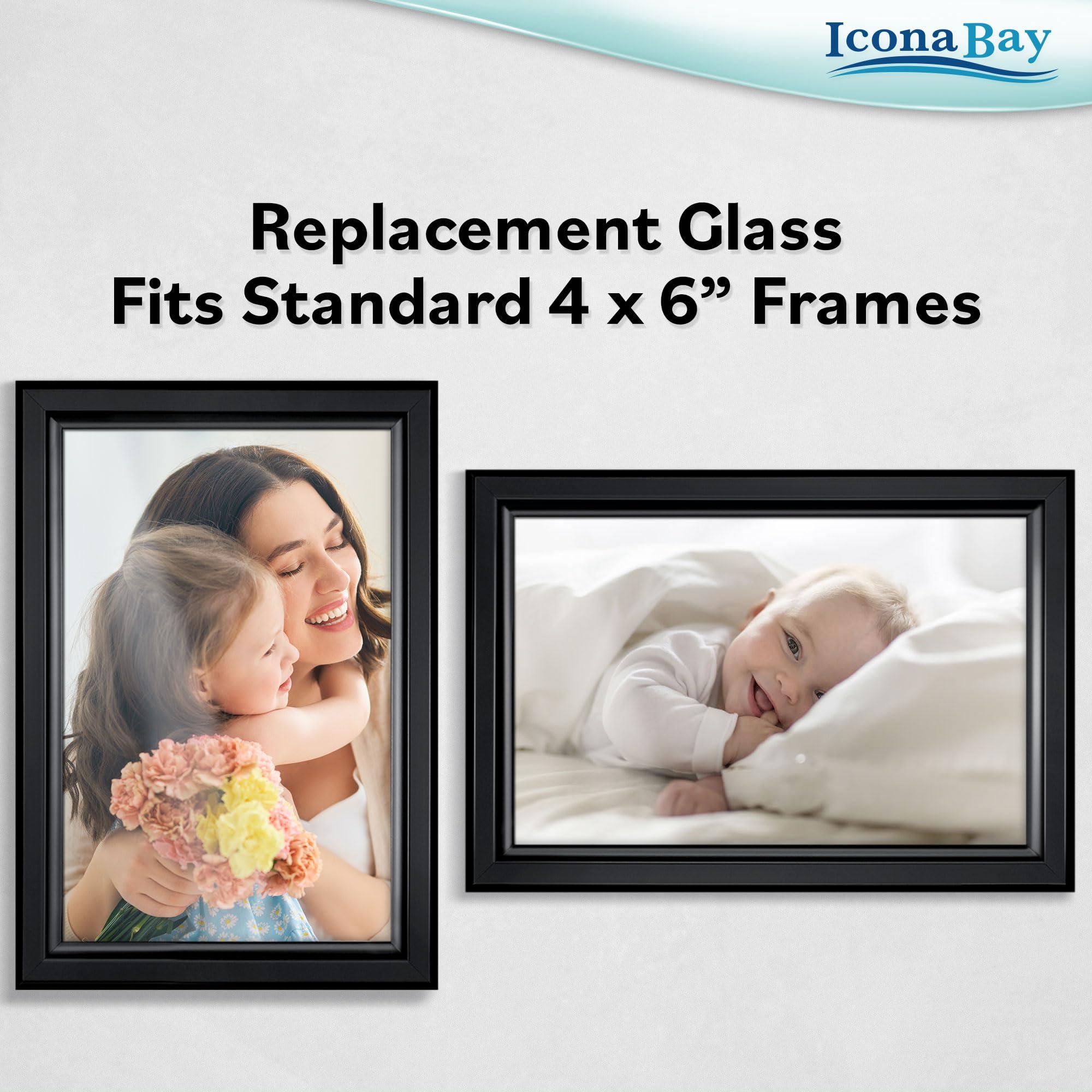 Icona Bay Icona Bay 4x6 Picture Frame Heat-Strengthened Glass Replacement (4 x 6, 2 Pack) 4 by 6 Photo Frame Replacement Glass, 4x6 Inches Real Glass Cover