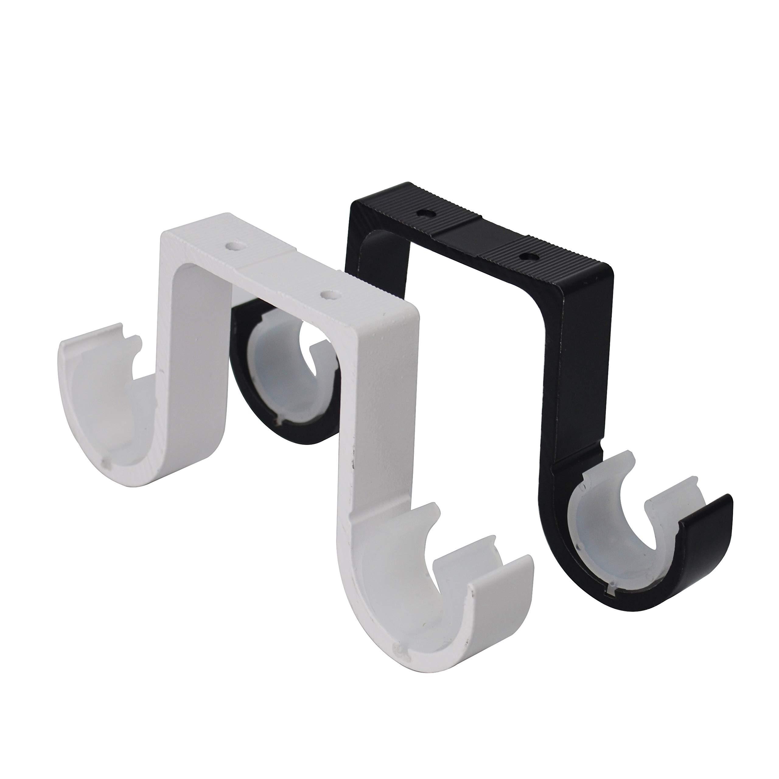AddGrace Curtain Rod Brackets 4 Pcs - Aluminum Alloy Ceiling Mounted Double Curtain Rod Brackets Black