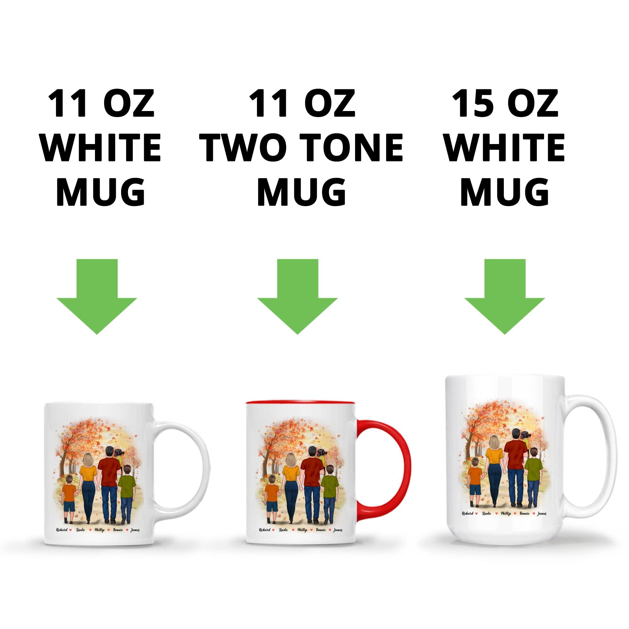 Gossby Gossby Personalized Family Mug - Life Is Better with Family (Parents - 3 Kids) V3-11oz, 15oz Fall Novelty Coffee Mug with Family Members, Names - Personalized Fall Gift for Whole Family