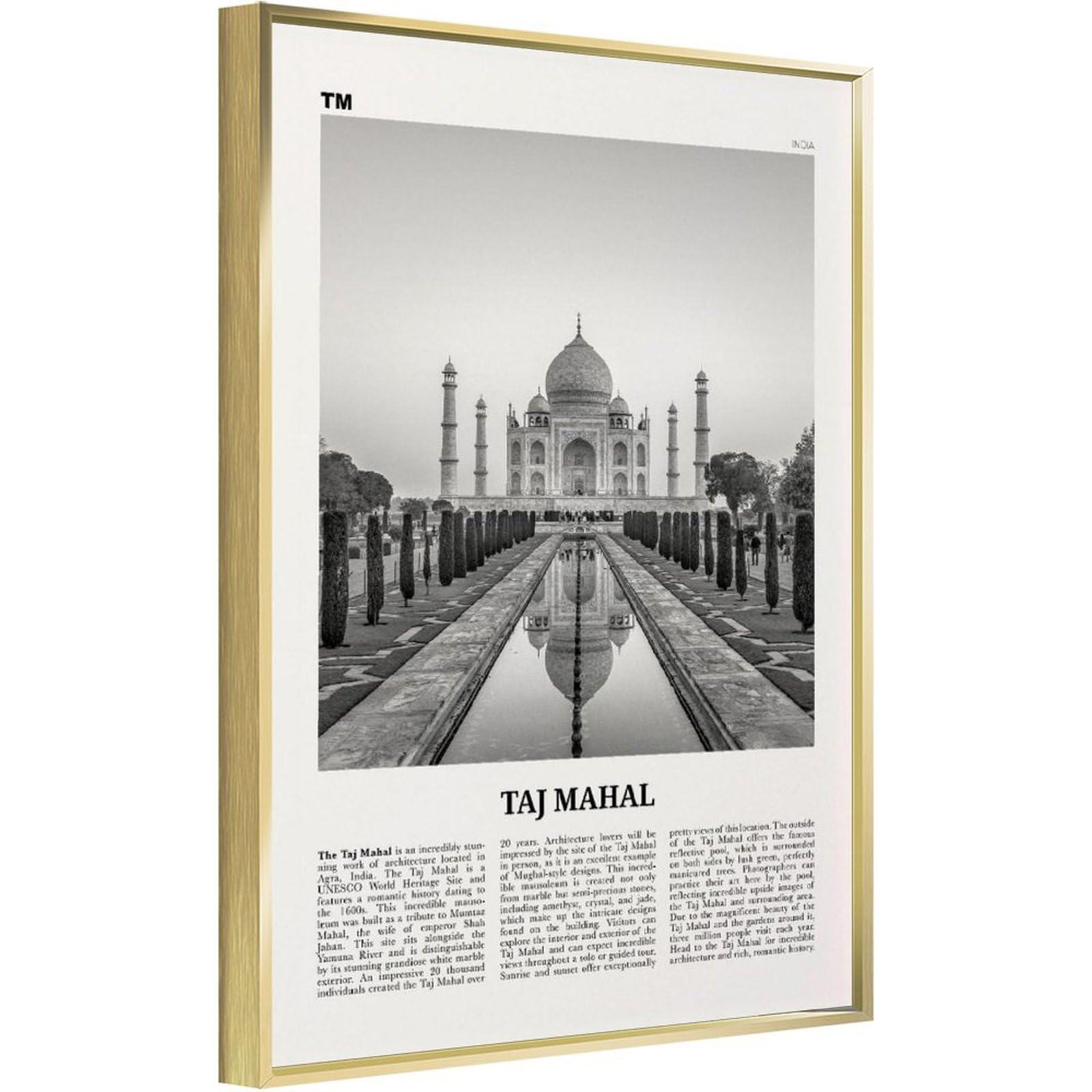YXHYYDP Taj Mahal Print Black And White, Taj Mahal Wall Art, Taj Mahal Poster, Taj Mahal Photo, Taj Mahal Wall Dcor, Taj Mahal Map, India Canvas Art Poster And Wall Art Picture Print Modern Family Bedroom De