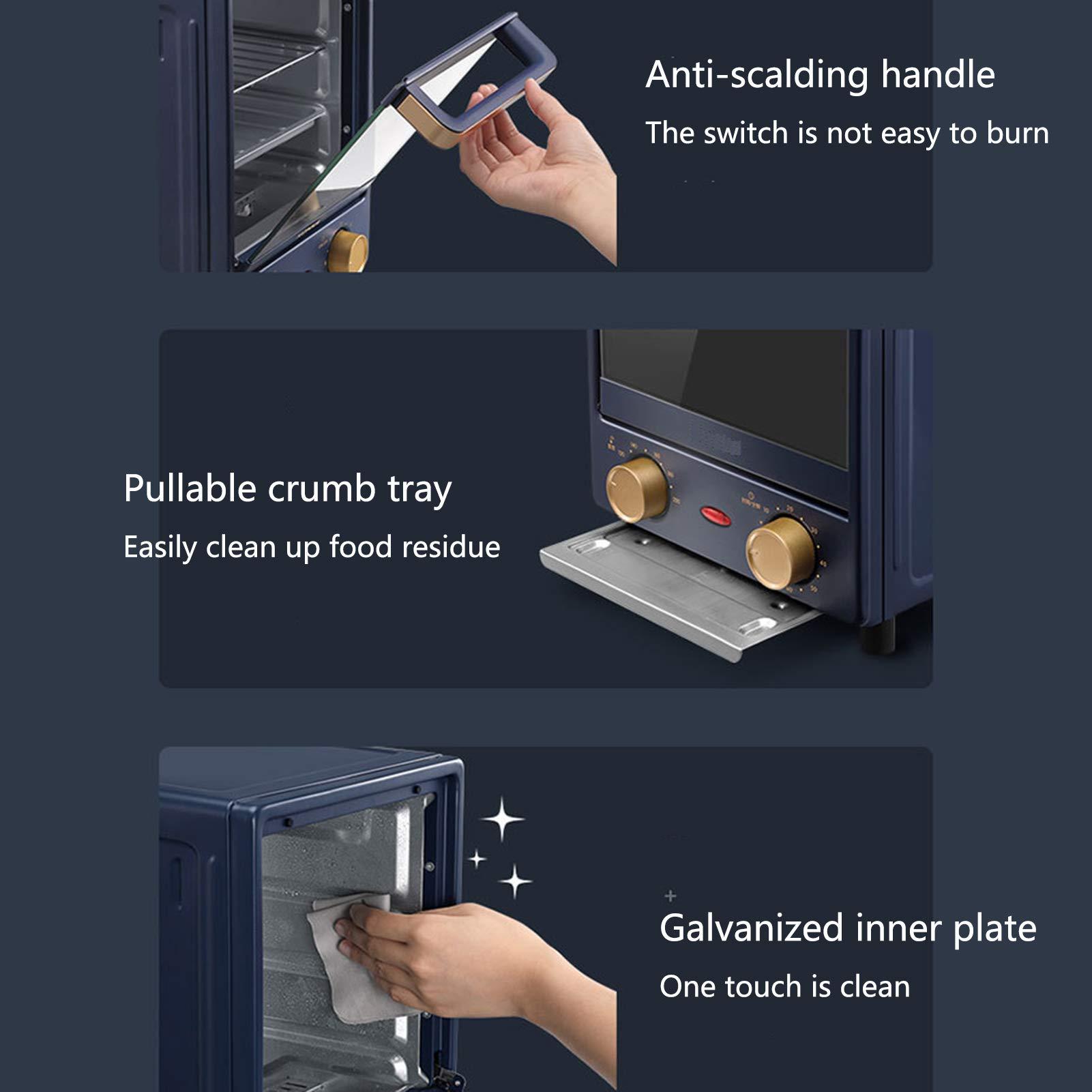 NEWCES Electric Oven 12L Vertical Multi-Function Household Mini Oven Toaster Mirror Glass Insulation Explosion-Proof for Baking Cake Pizza