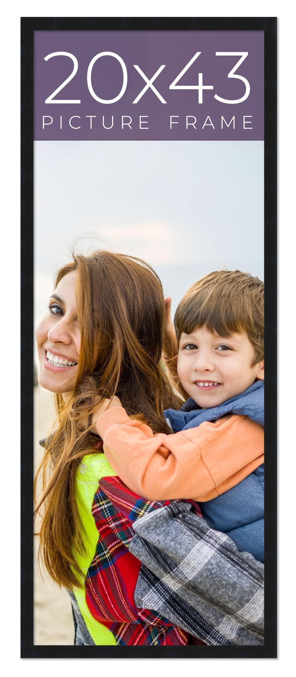 CustomPictureFrames.com 20x43 Frame Black Real Wood Picture Frame Width 0.75 Inches | Interior Frame Depth 0.5 Inches | Noir Classique Mid Century Photo Frame Complete with UV Acrylic, Foam Board Backing & Hanging Hardware