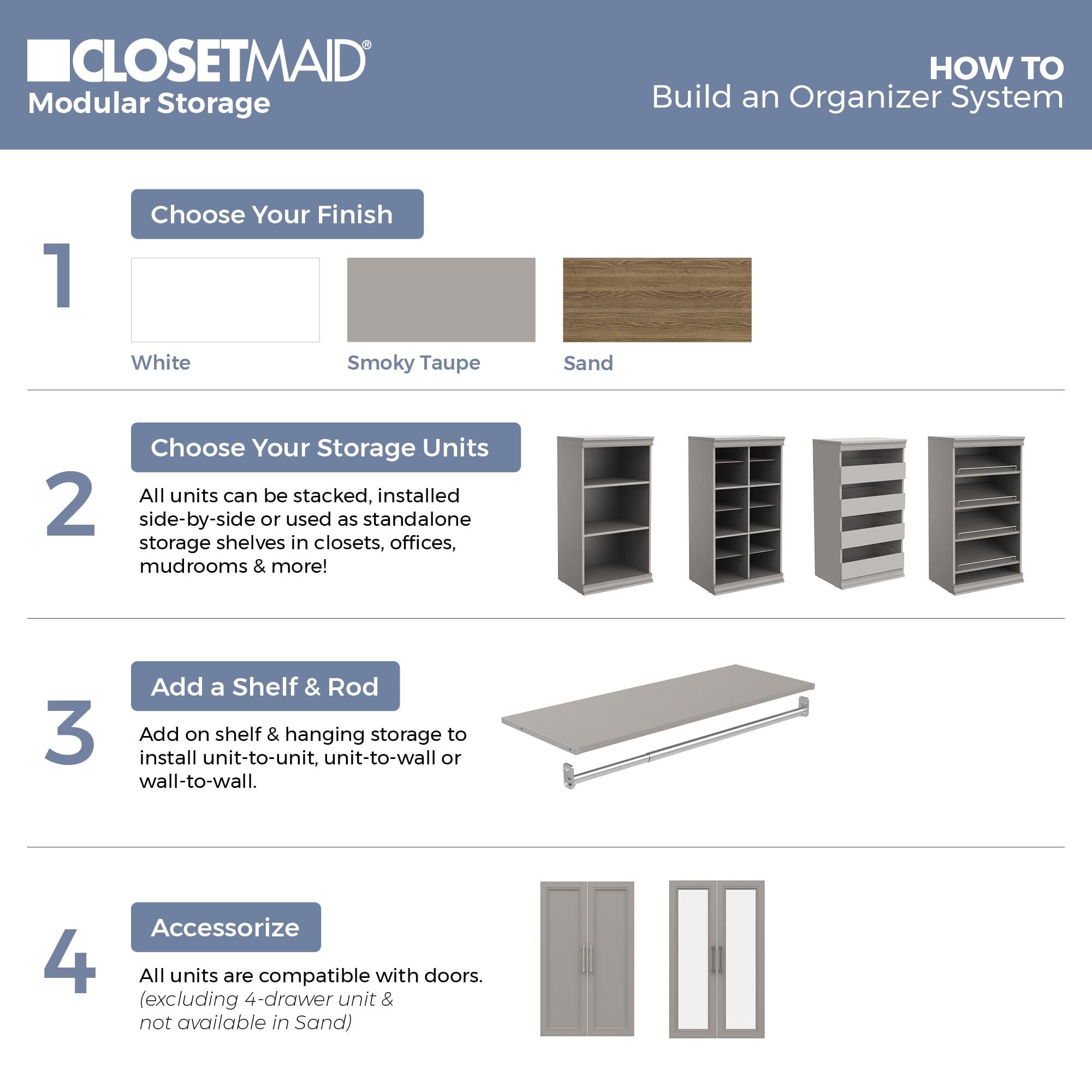 ClosetMaid ClosetMaid Modular Storage Shelf Unit with 3-Shelves, Taupe