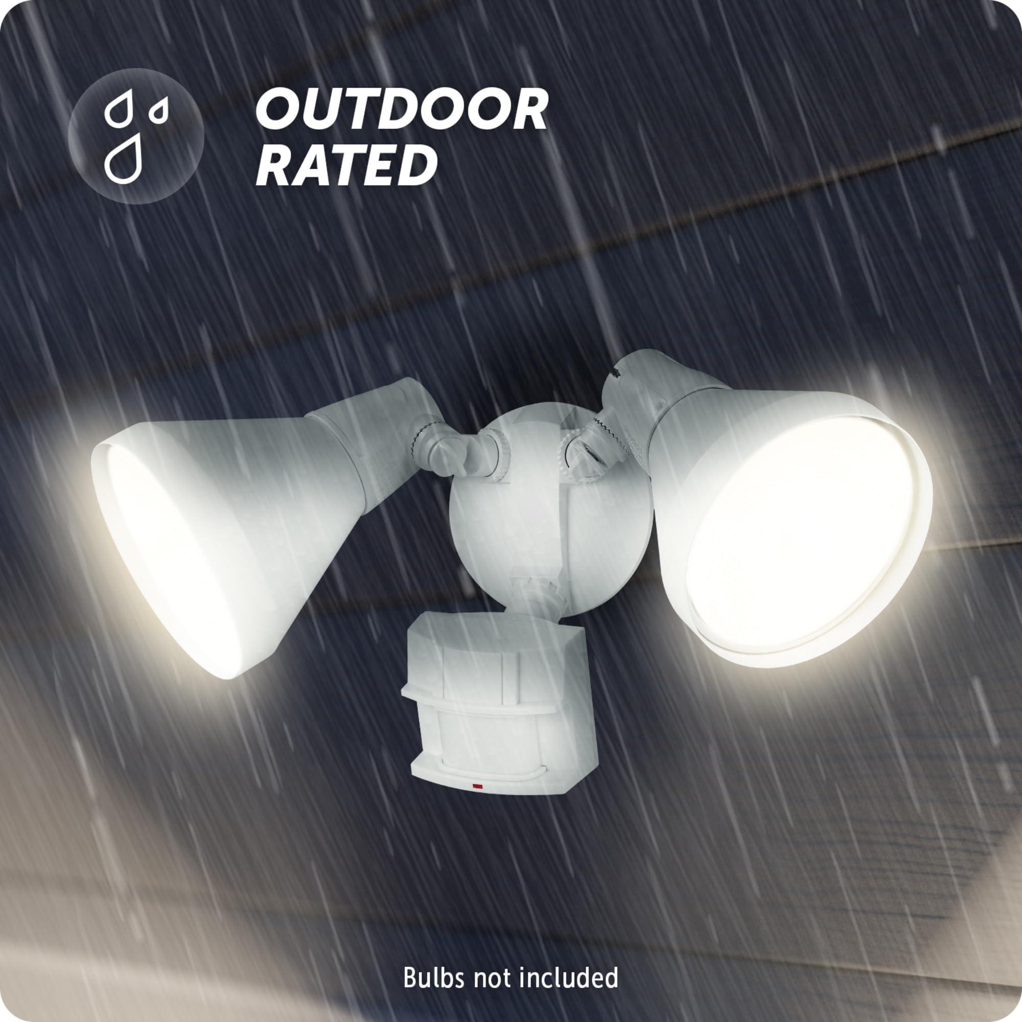 Globe Electric Globe Electric 17000273 180-Degree 240 W Twin Head White Hardwired Motion Sensor Security Flood Light, Spotlight, Outdoor, Outside House Lights