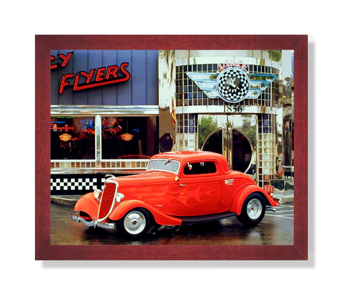 Art Prints Inc Street Rod Car Old Cafe Diner Wall Decor Picture Framed Art Print
