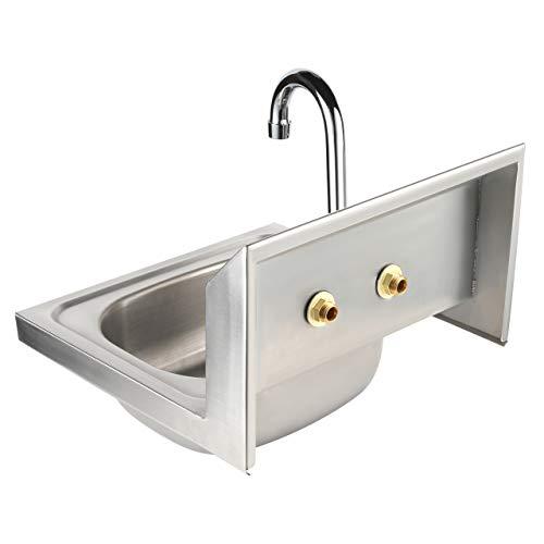 ACE Equipment ACE Stainless Steel Wall Mount Hand Sink with 4\" Gooseneck Faucet and Strainer, Overall Size: 15-3/4\"W(Left to Right) x 15\"L(Front to Back) x 13-3/4\"H, HS-1615W