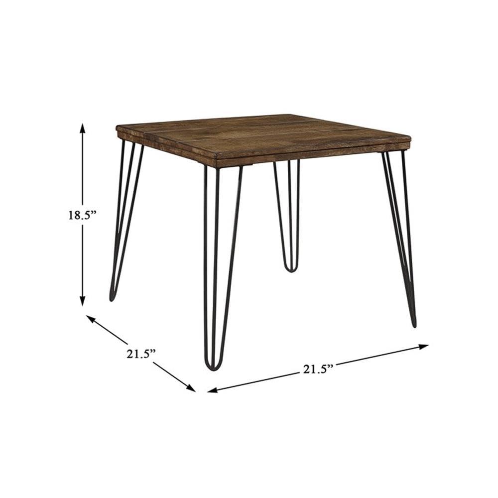 Home Square Home Square Wood End Table in Rustic Oak and Black - Set of 2