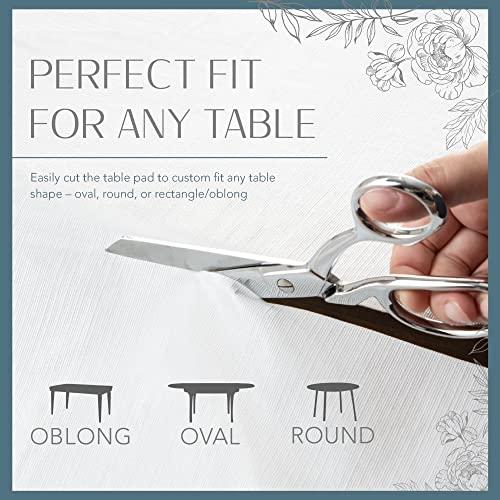 Elrene Home Fashions Elrene Home Fashions Deluxe Heavy Duty Table Pad Protector Cushioned Flannel Backing, 52\" x 70\", White