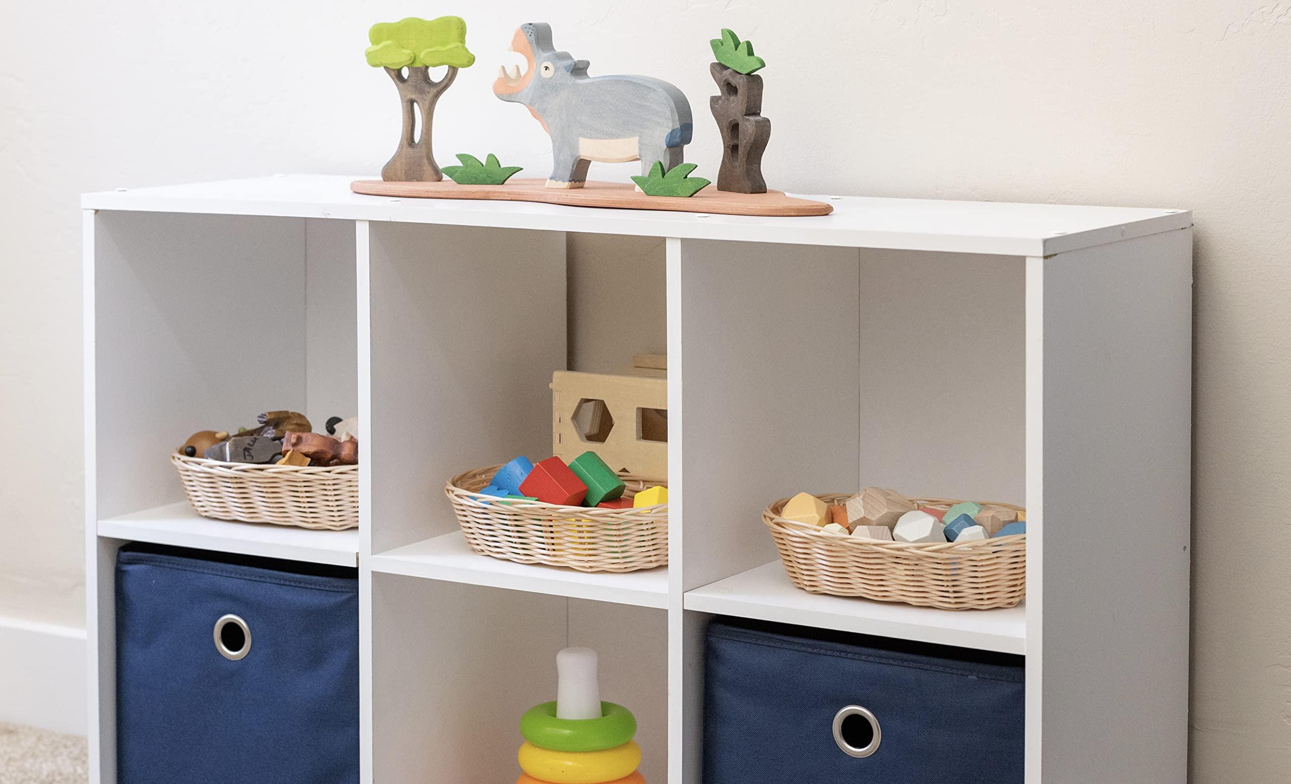 Wooden Living Baskets for Gifts Empty, Small Gift Basket | For Bread, Easter Fill, Montessori, Serving, Holiday/Christmas | Recycled Plastic Woven Wicker, Bulk kit - 9\" x 6\" x 2\" (6-Pack)