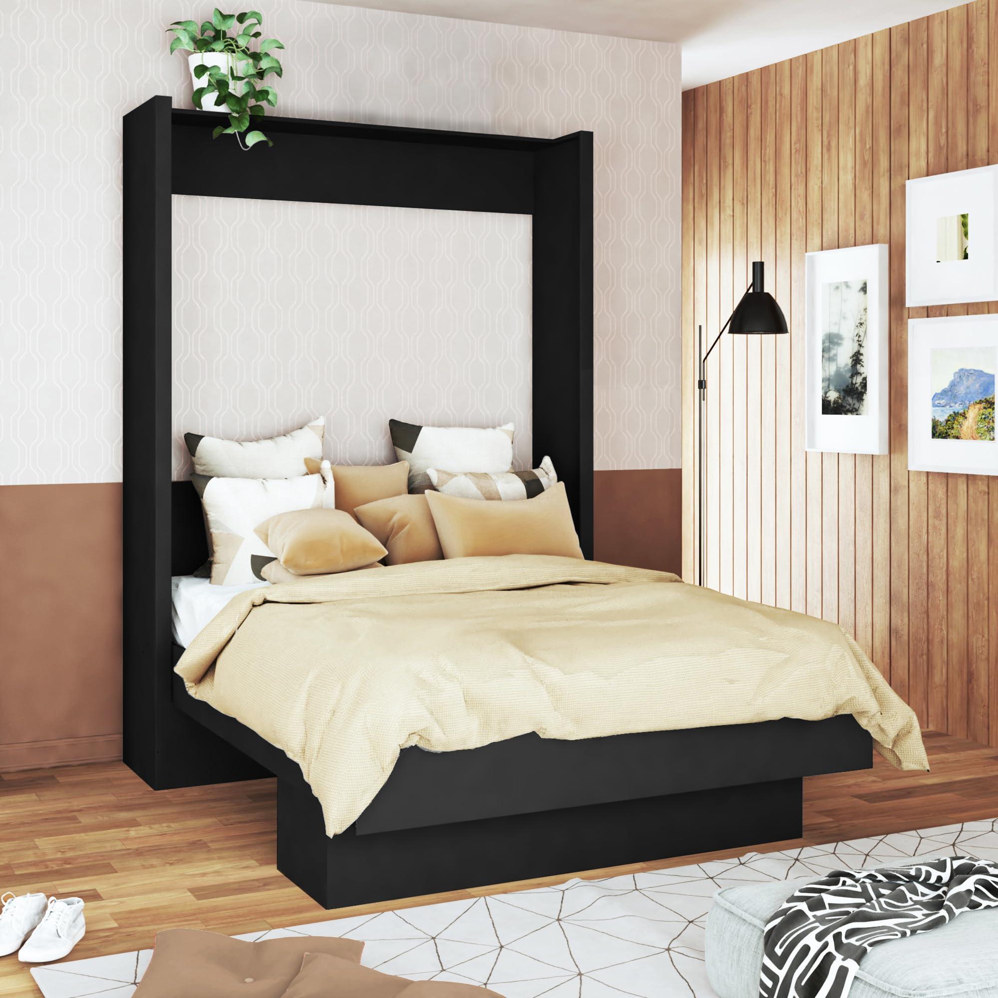 Oakland Living Oakland Living Easy-Lift Queen Murphy Wall Bed in Black with Shelf