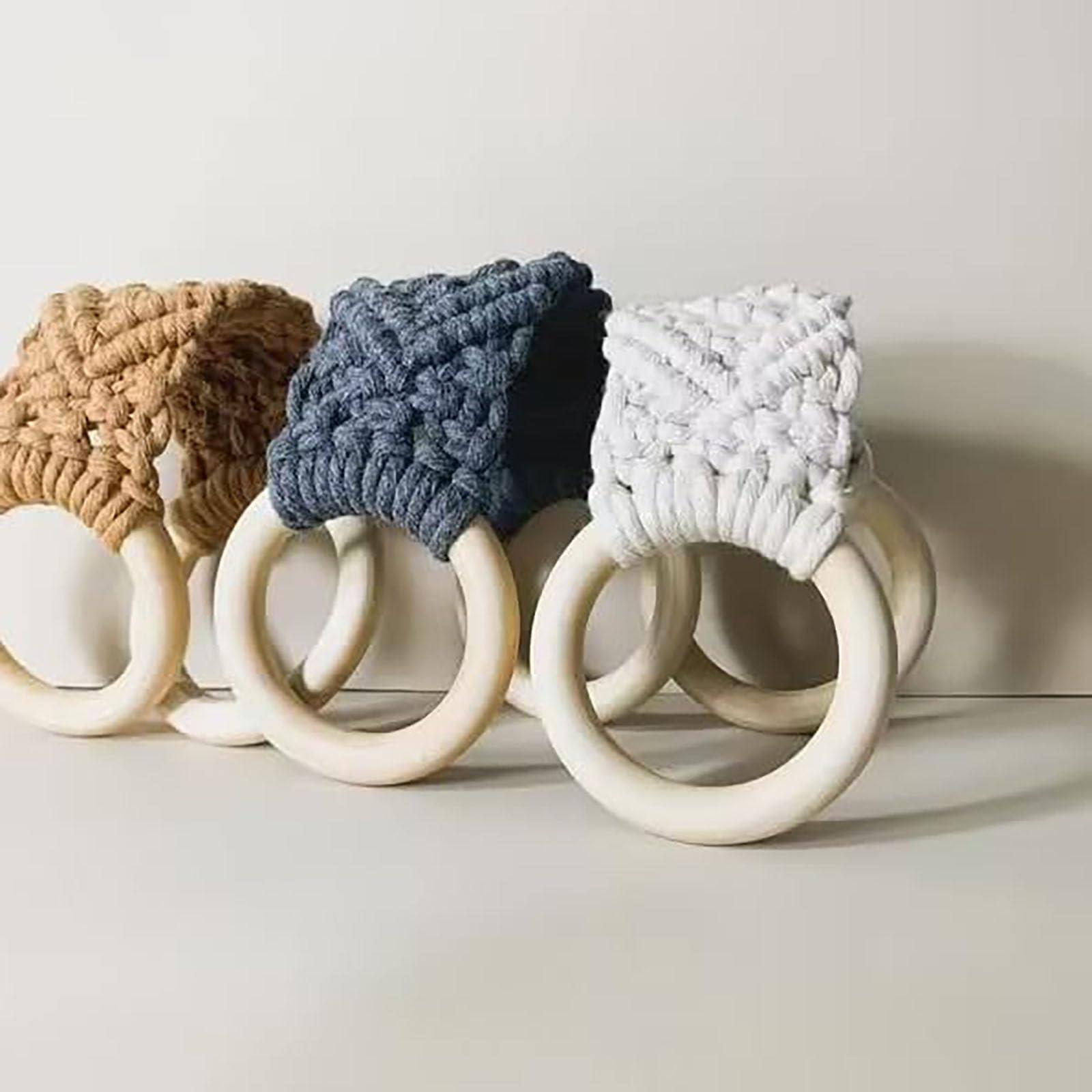 SssHfff Macrame Knit Hanging Kitchen Towel Holder,Handmade Knitted Kitchen Towel Rack Hanging,Knitted Hanging Kitchen Towel Rack,Macrame Dish Towel Holder for Kitchen/Bathroom