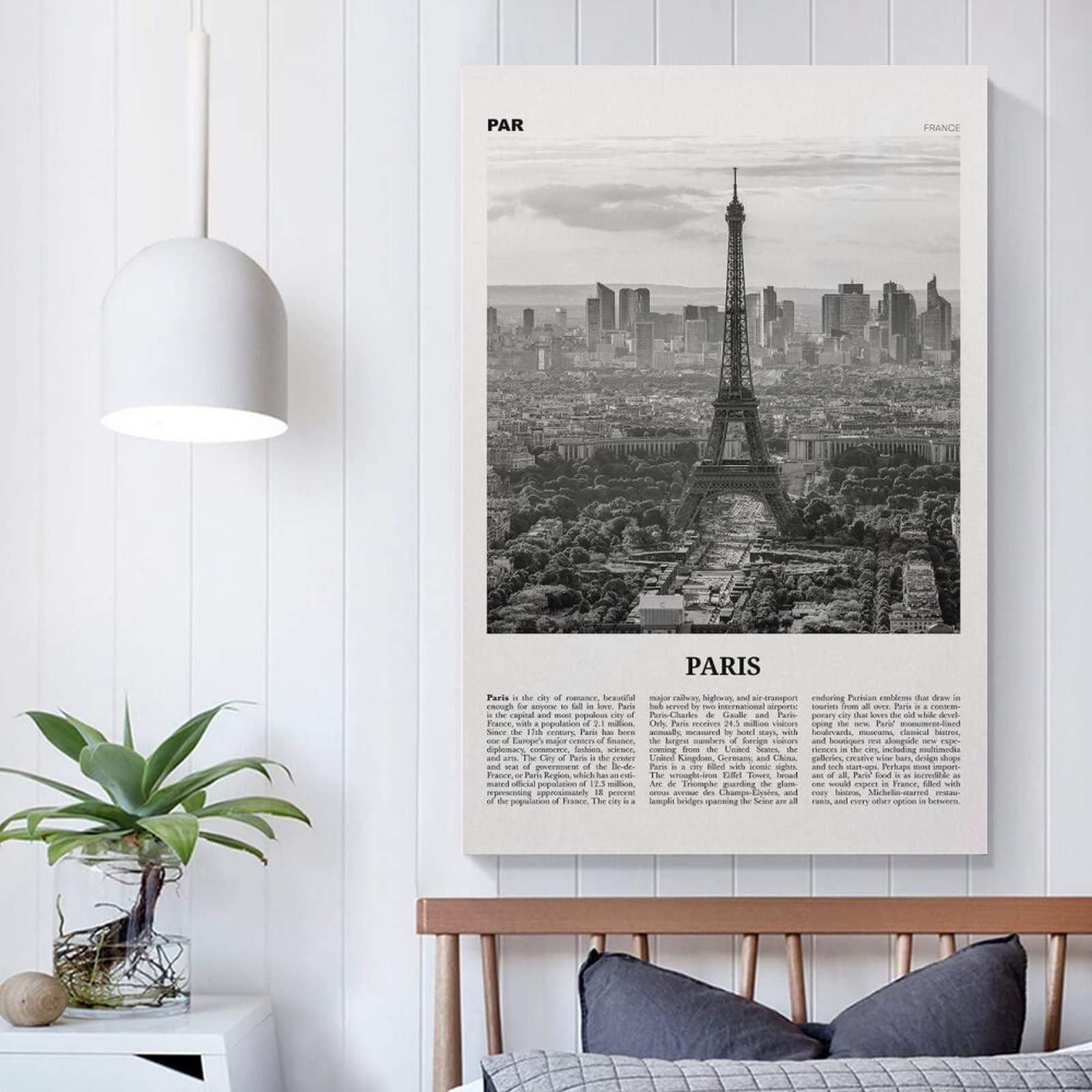 chenyingyi9996 Paris Print Black And White, Paris Wall Art, Paris Poster, Paris Photo, Paris Wall Dcor, Paris Map, Poster Decorative Painting Canvas Wall Art Living Room Posters Bedroom Painting 24x36inch(60x90cm)